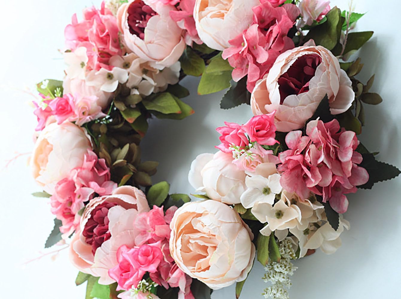 137 Inch Peony Flower Wreath for Home Office Decor