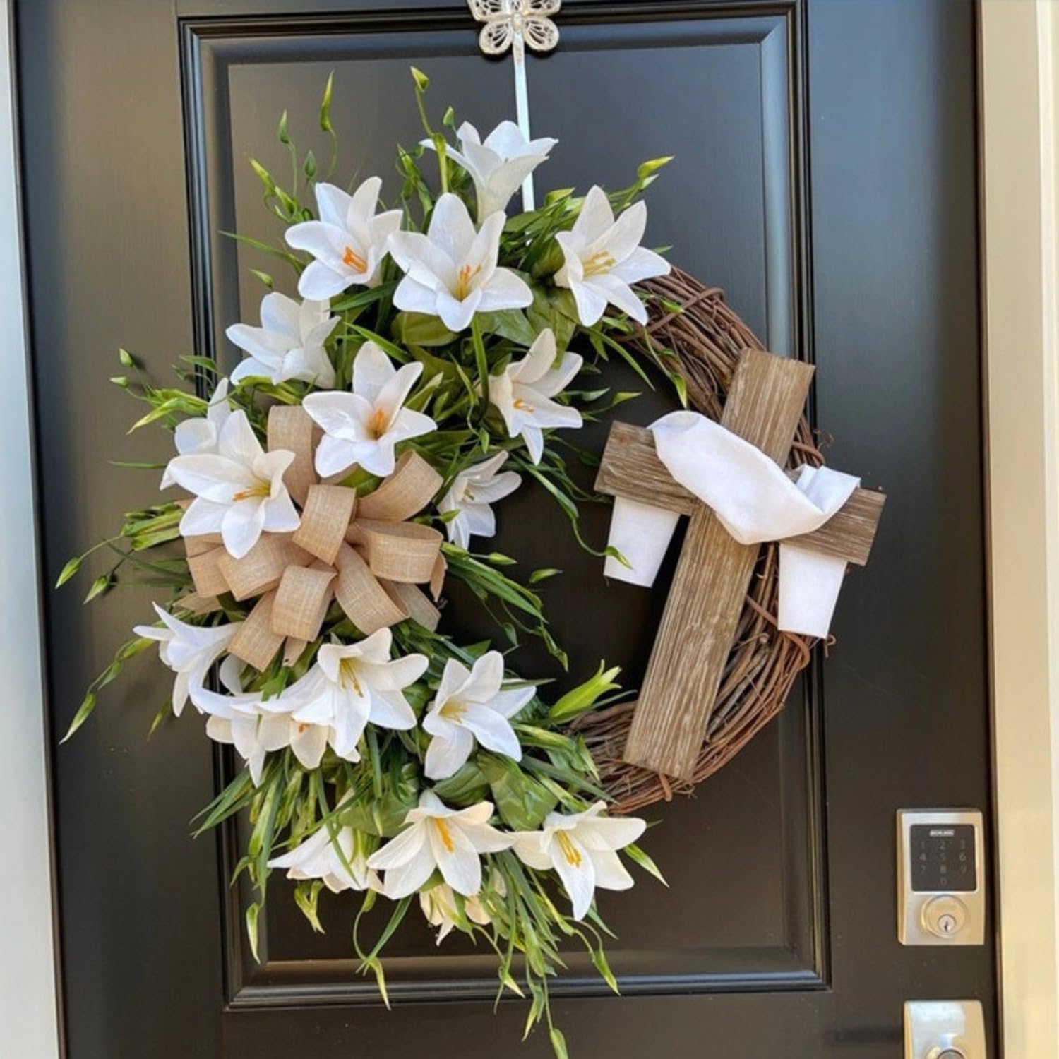 18 Easter Wreath with Cross Spring Door Decor