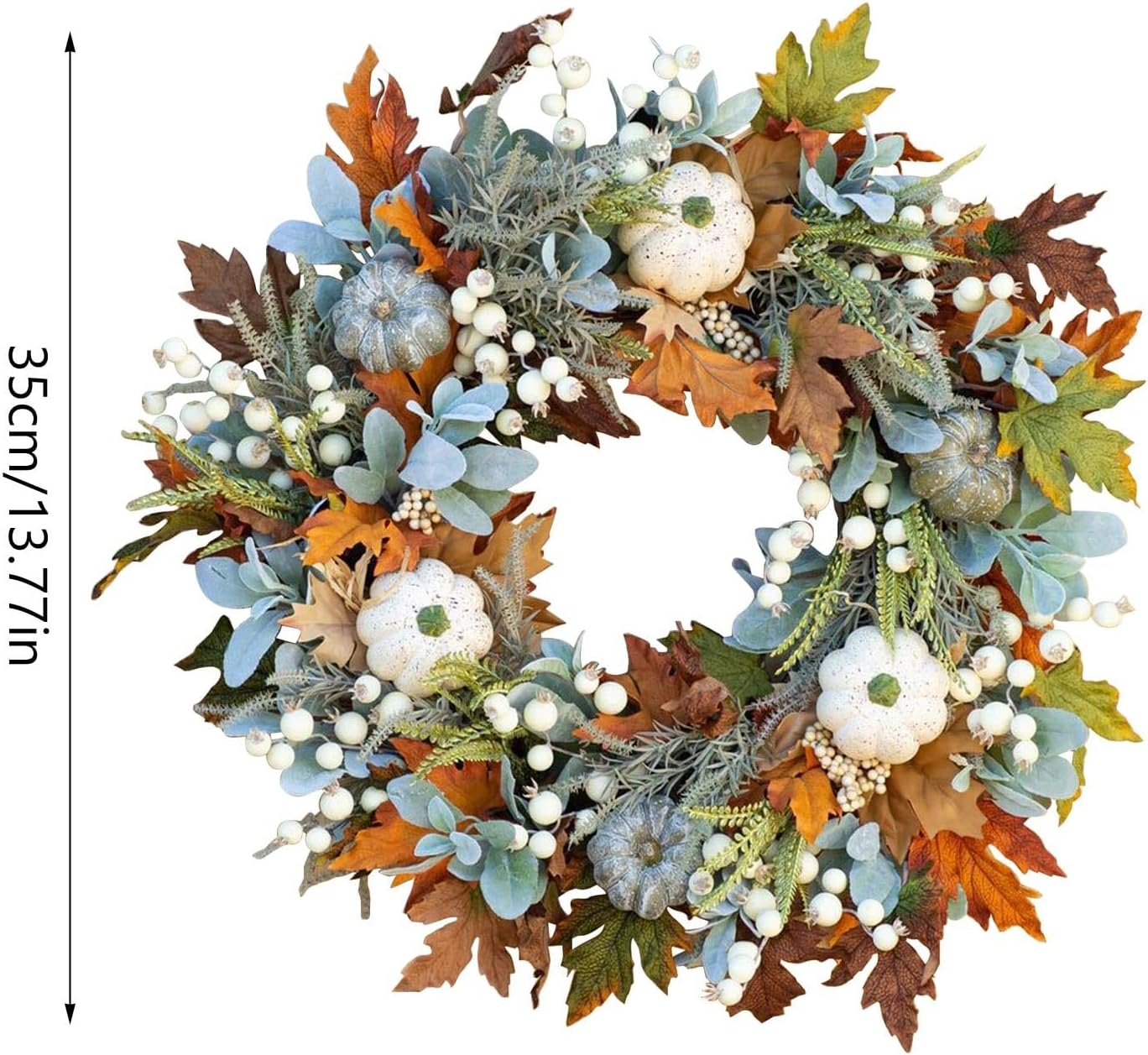 Large Grapevine Wreath 36 Inches Simulated White Pumpkin Decor Set