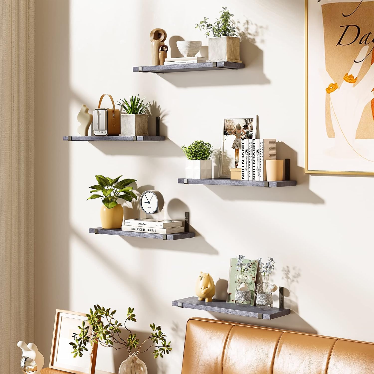 Fixwal Floating Shelves Set of 5 Grey