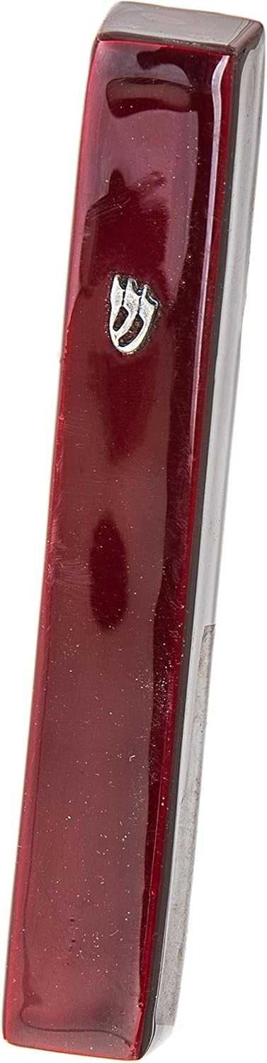 Legacy Judaica Mezuzah Case 4 Inch Small Red Enamel