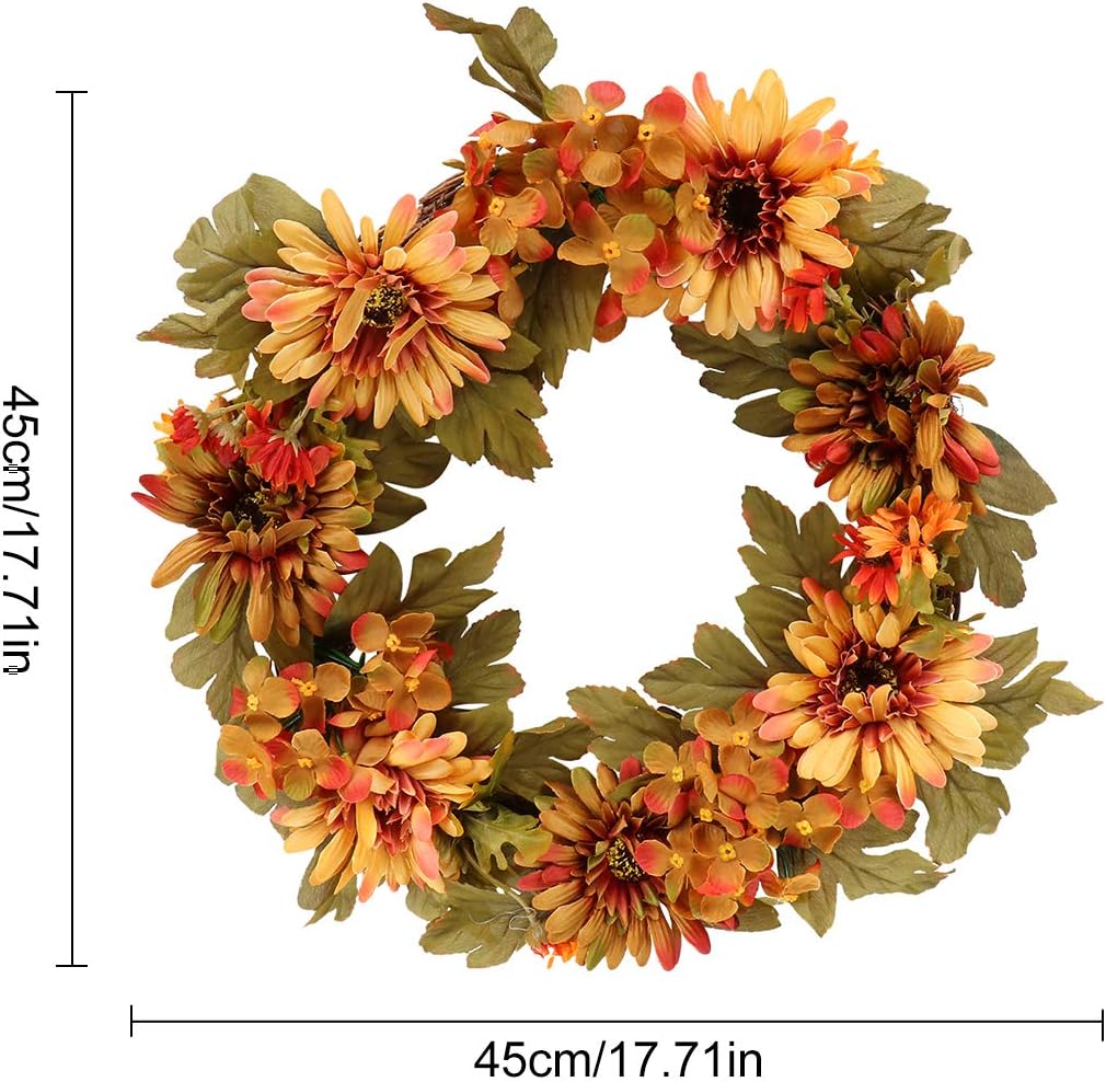 ABOOFAN Artificial Hydrangea Wreath for Halloween and Thanksgiving