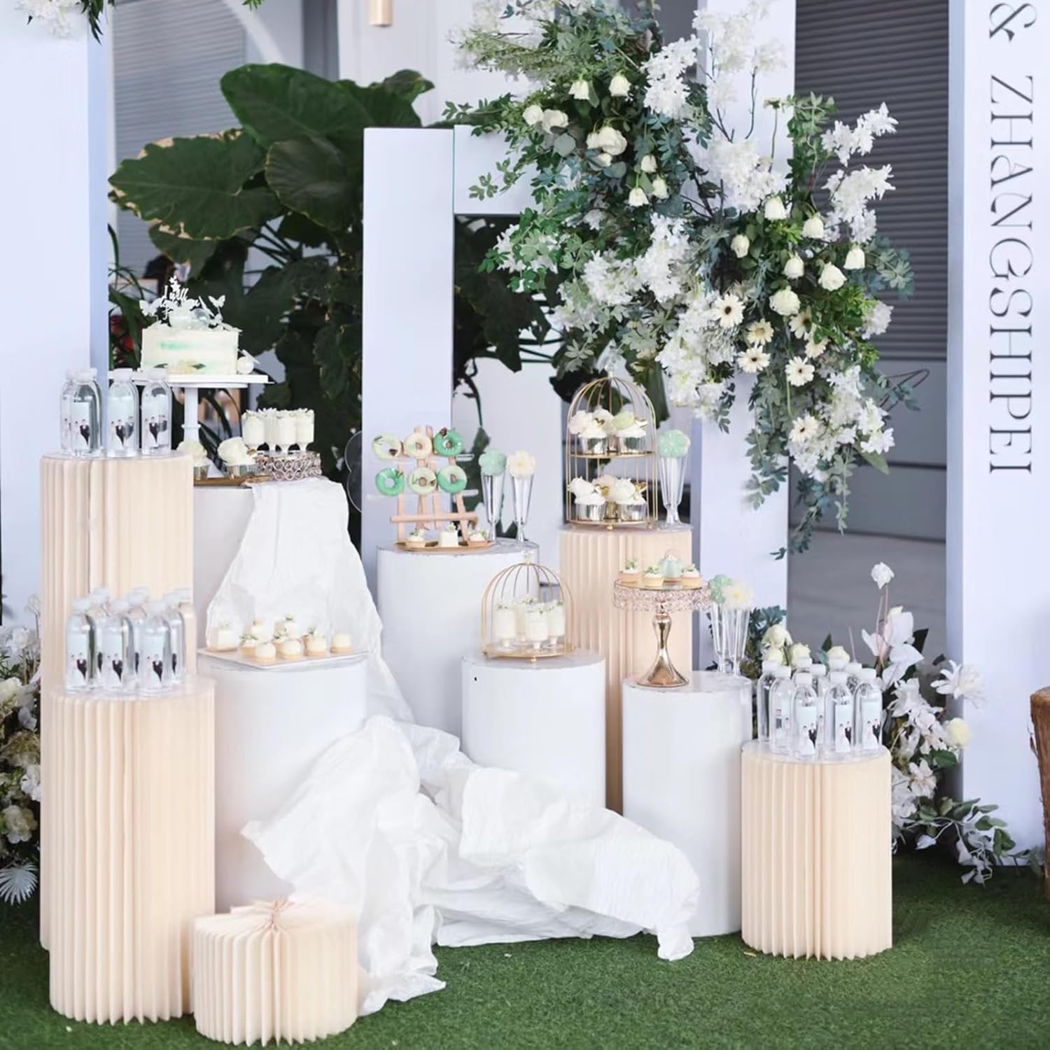 4PCS Foldable Cylinder Pedestal Stands for Parties