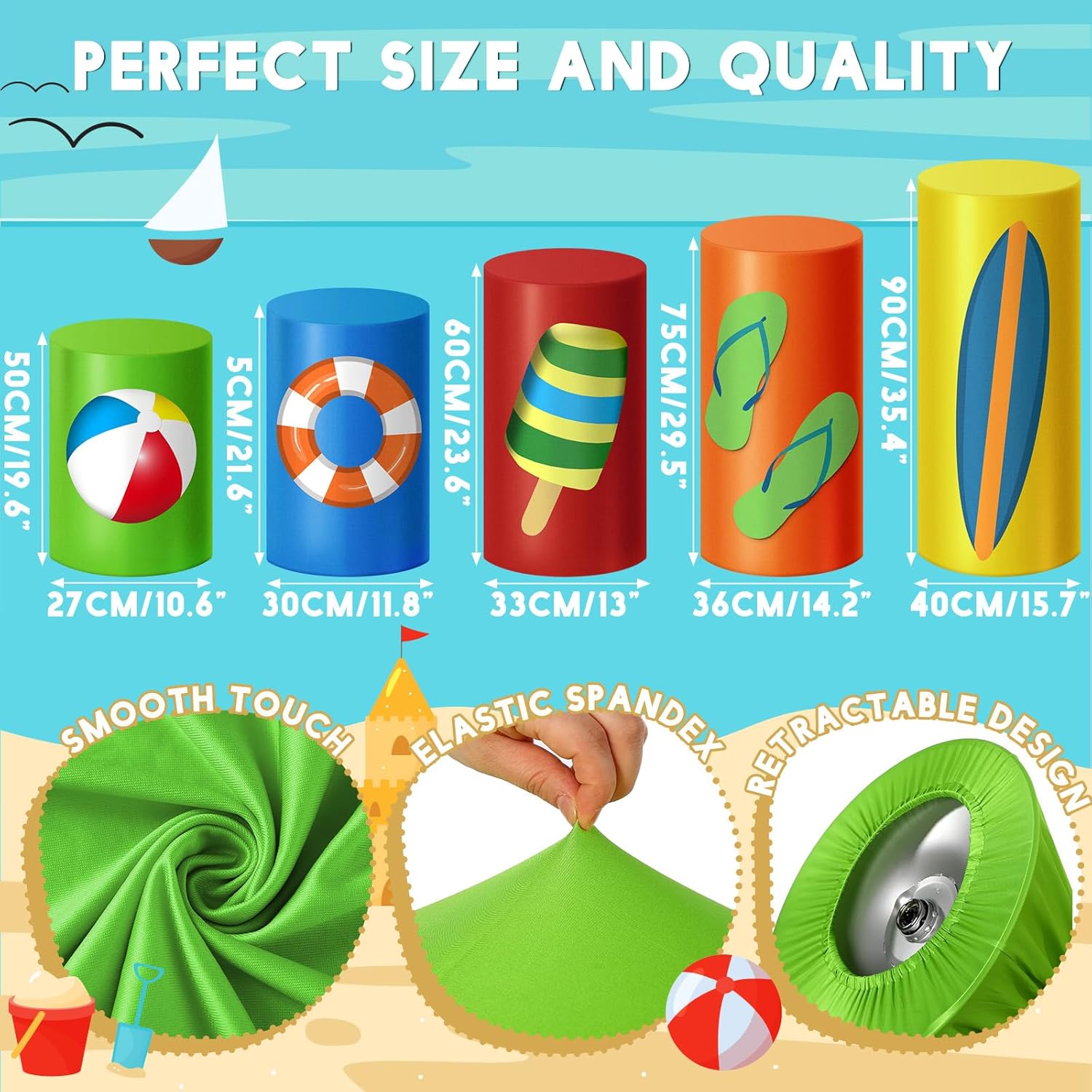 5 Pcs Summer Cylinder Stand Covers for Decor