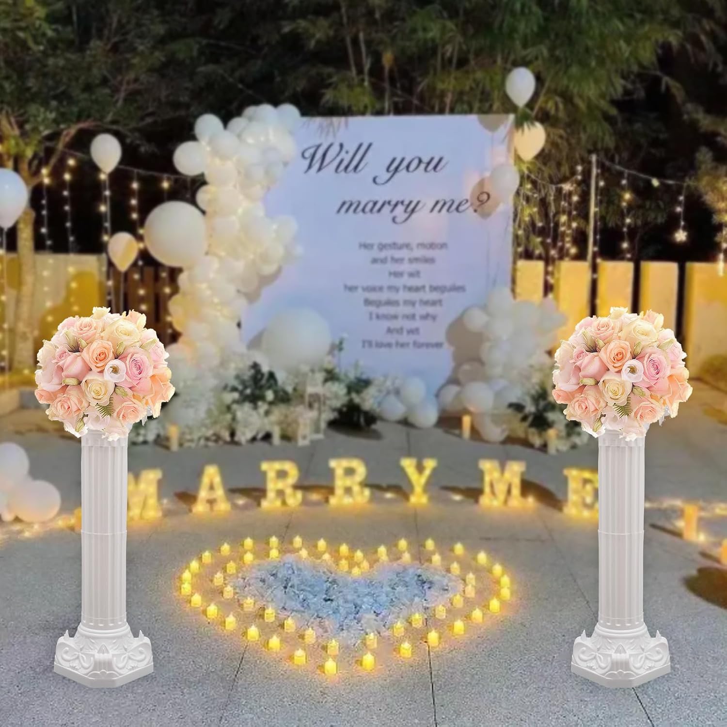 White Wedding Roman Column 2pcs Set