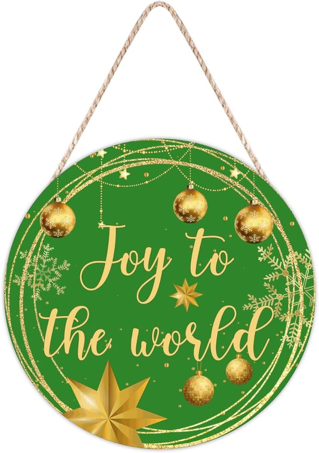 Farmhouse Front Door Hanger Christmas Gold Wreath Decoration