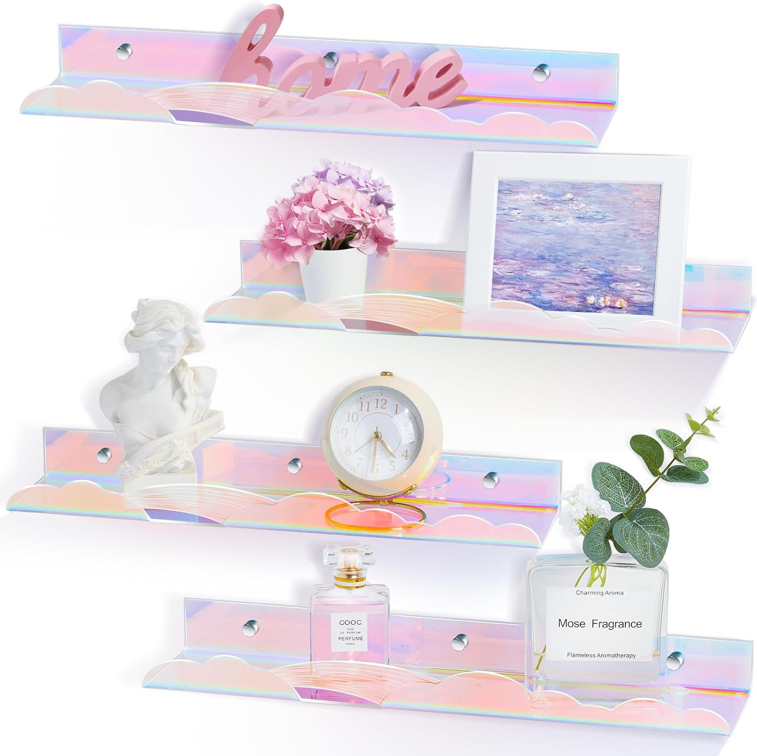 Iridescent Rainbow Floating Shelves 4 Pack