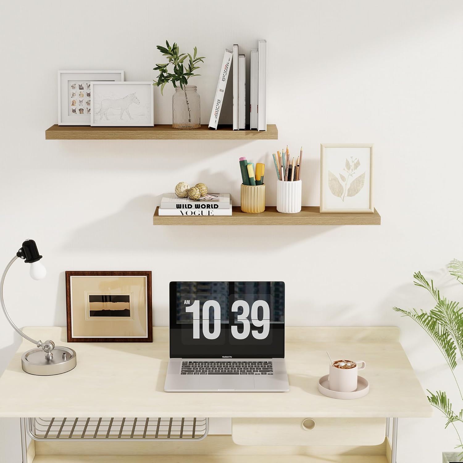 Fun Memories 30 Inch Rustic Wood Floating Shelves Set of 2