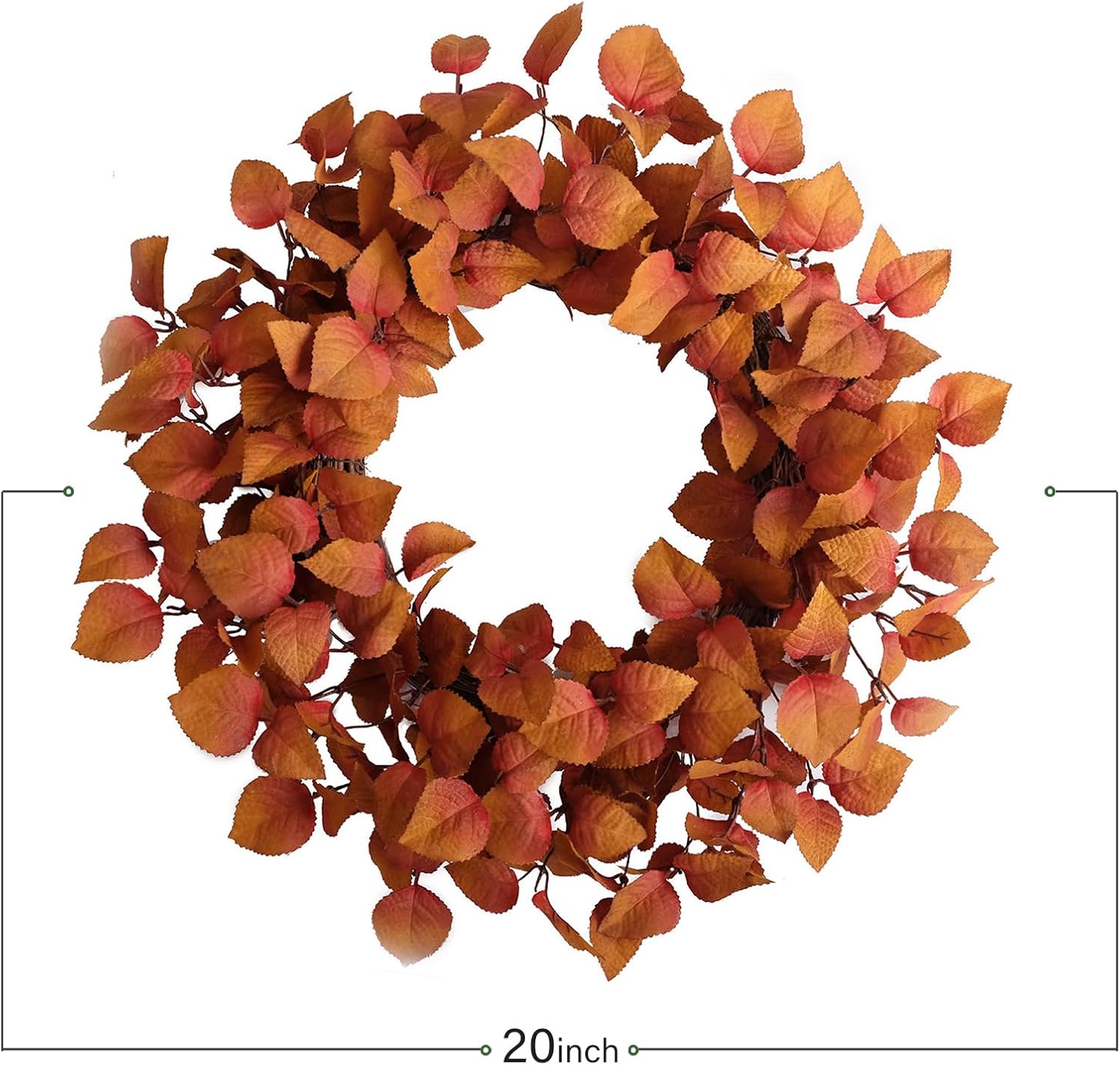 20 Inch Artificial Fall Leaves Wreath for Autumn