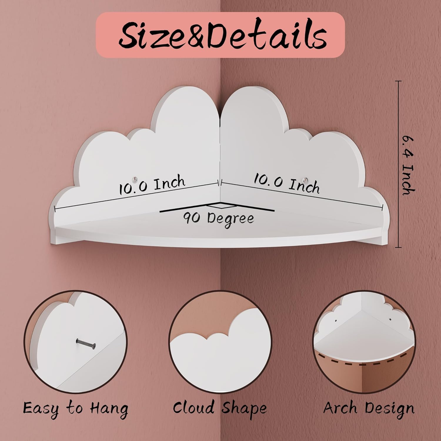 Beskadi Cloud Floating Corner Shelves Set of 3