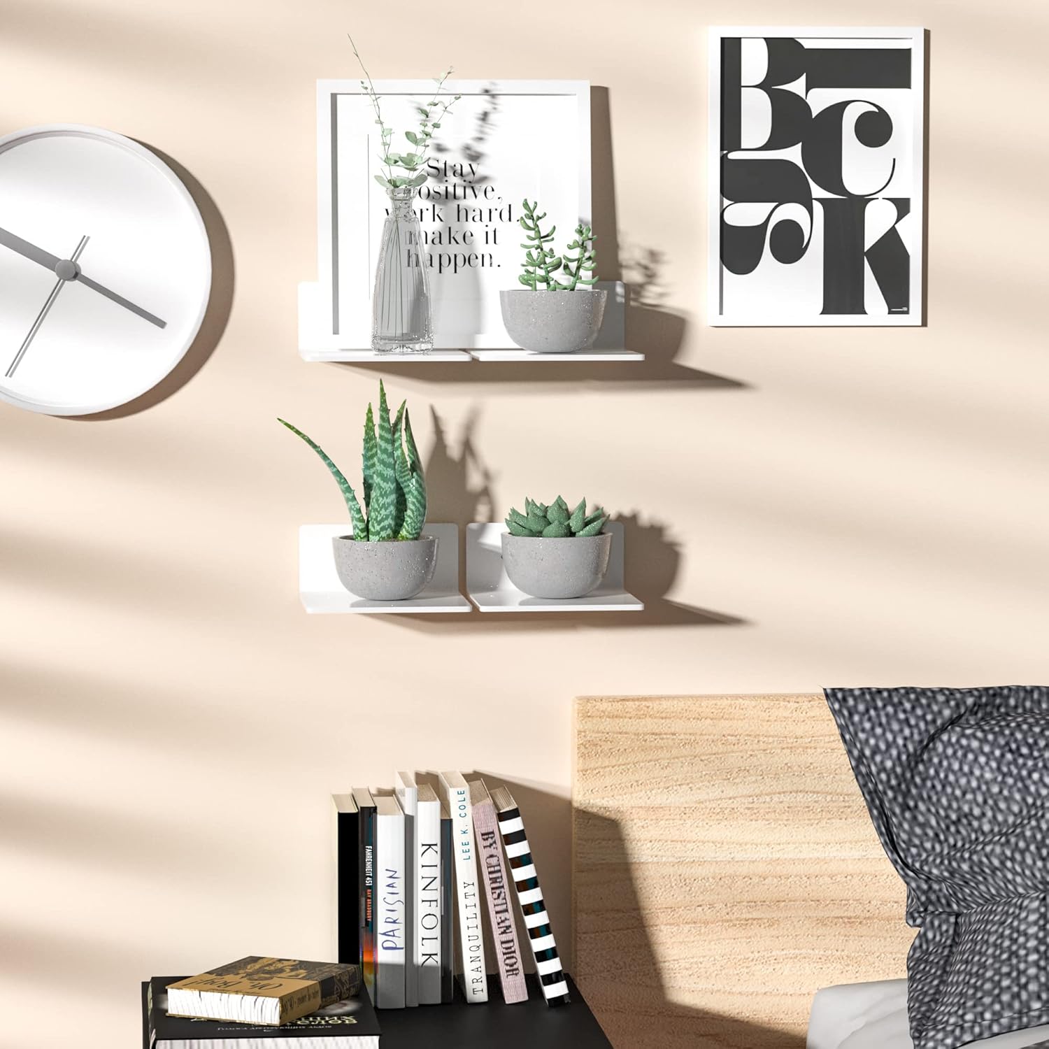 6 Inch Acrylic Floating Shelves 2 Pack White