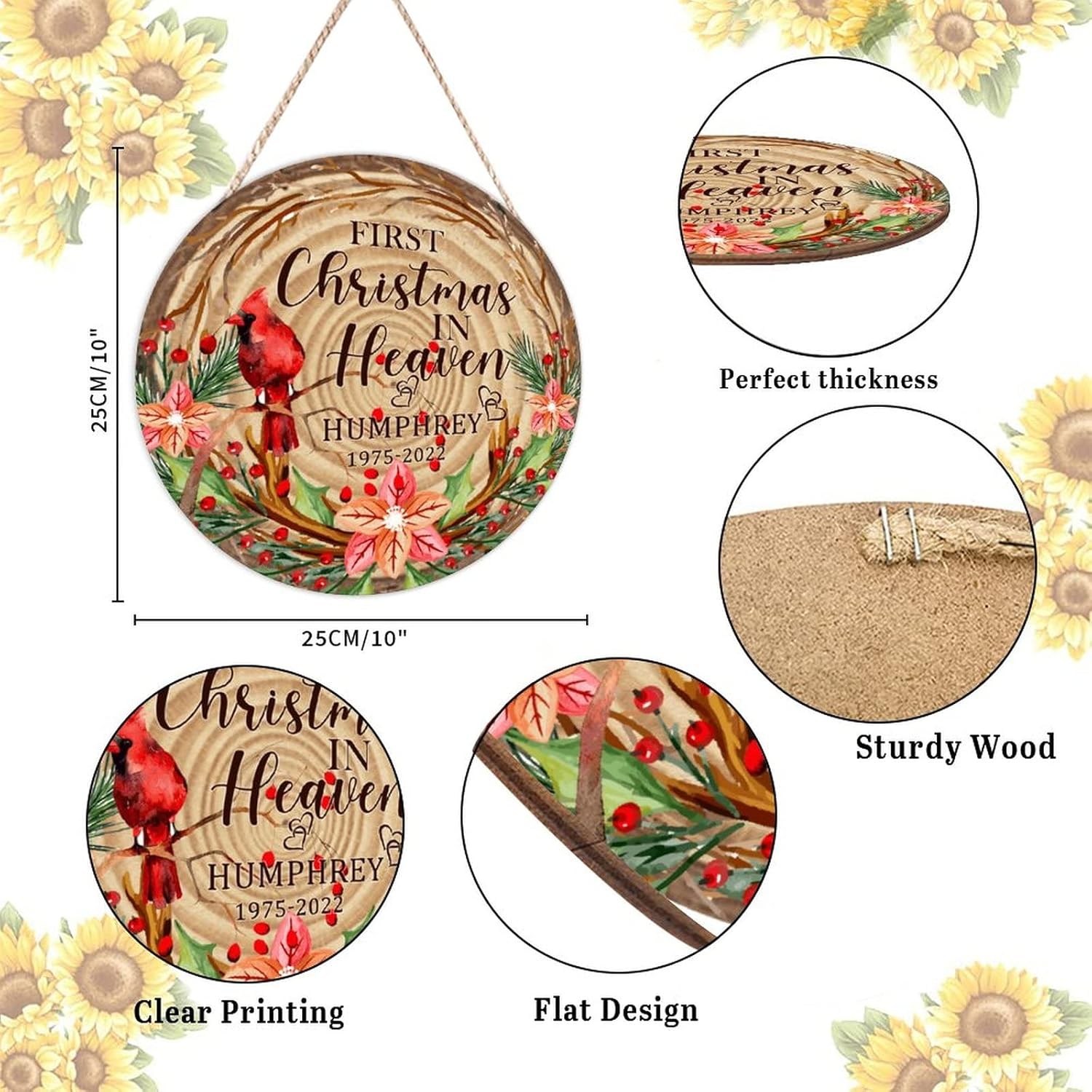 Farmhouse Door Hanger Red Birds Wreath Wood Sign 10x10in