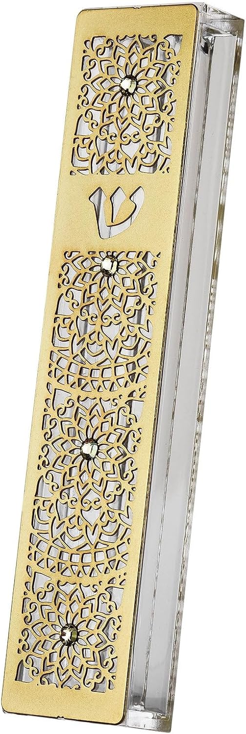 Gold Plated Acrylic Mezuzah Case Mandala