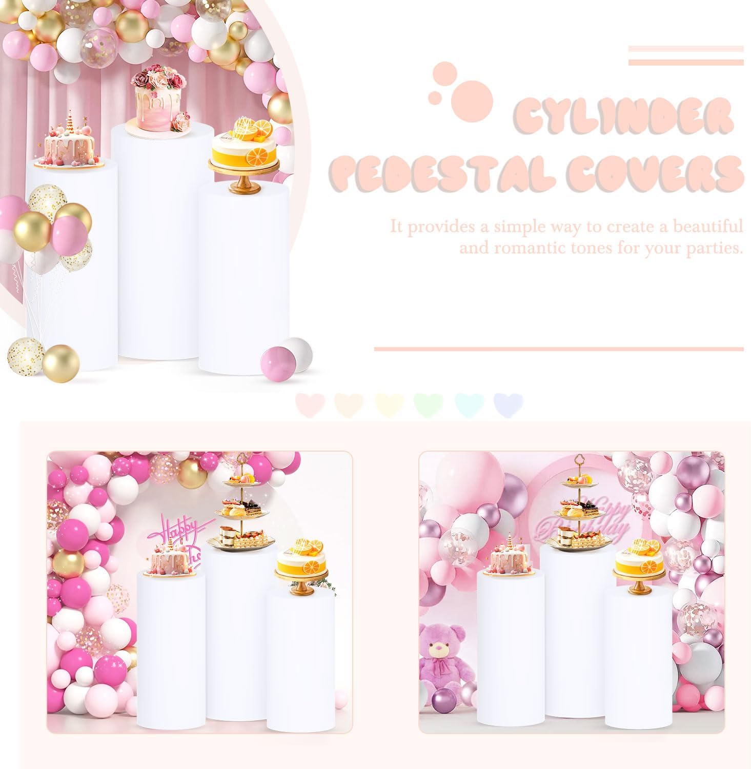 FUHSY Spandex Cylinder Stand Covers Set of 3