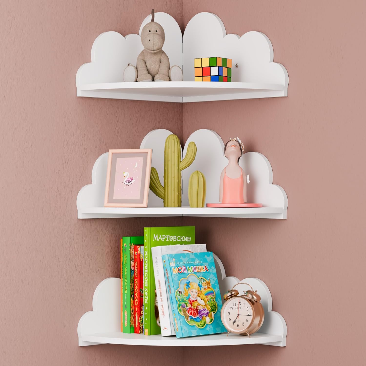Beskadi Cloud Floating Corner Shelves Set of 3