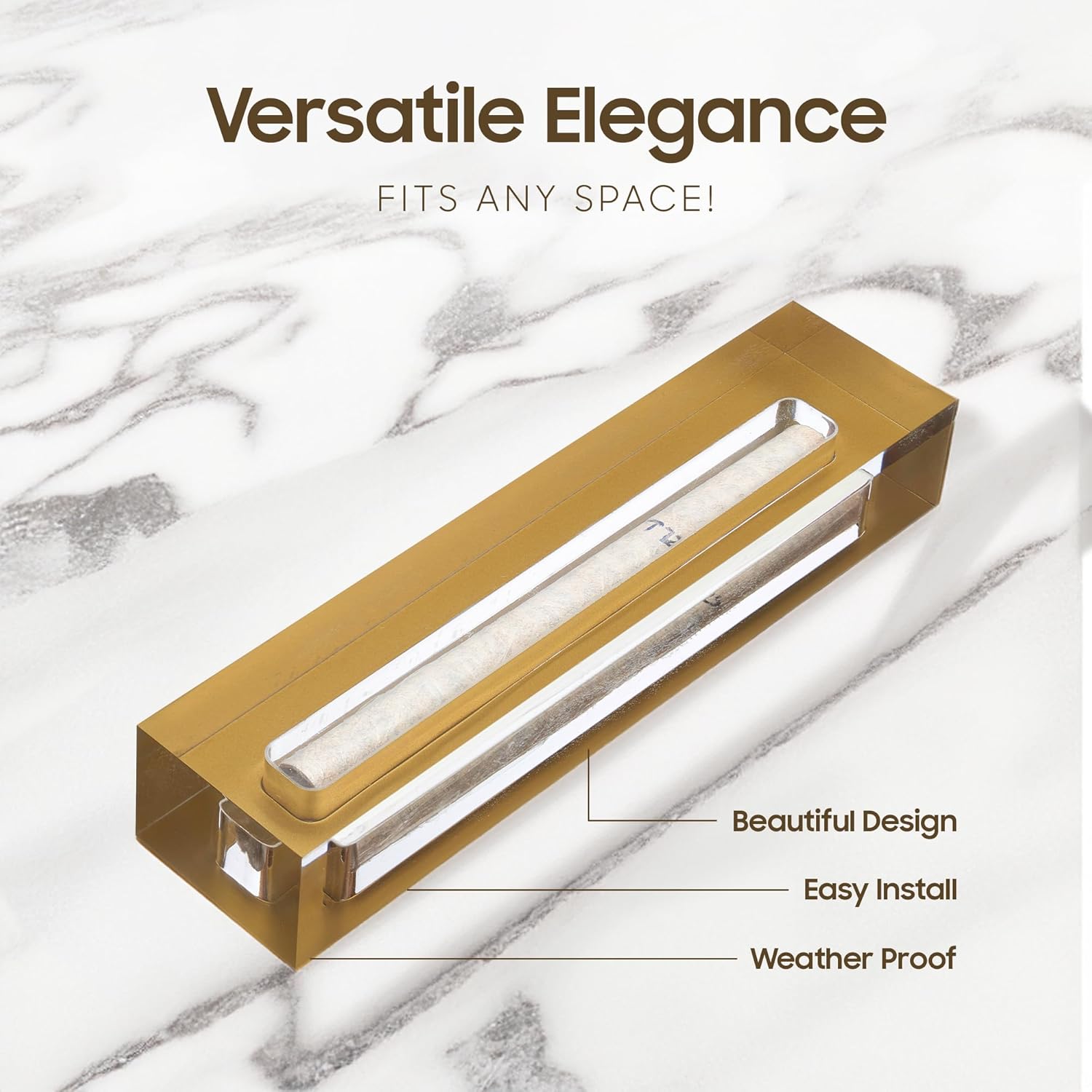 AS Mezuzah Acrylic Case for Door - Gold 6 Inches