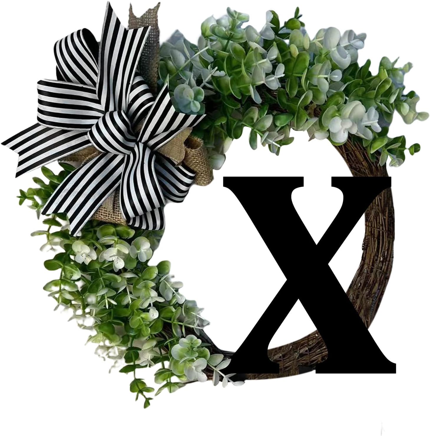 Cakina 26 Letter Farmhouse Wreath with Bow