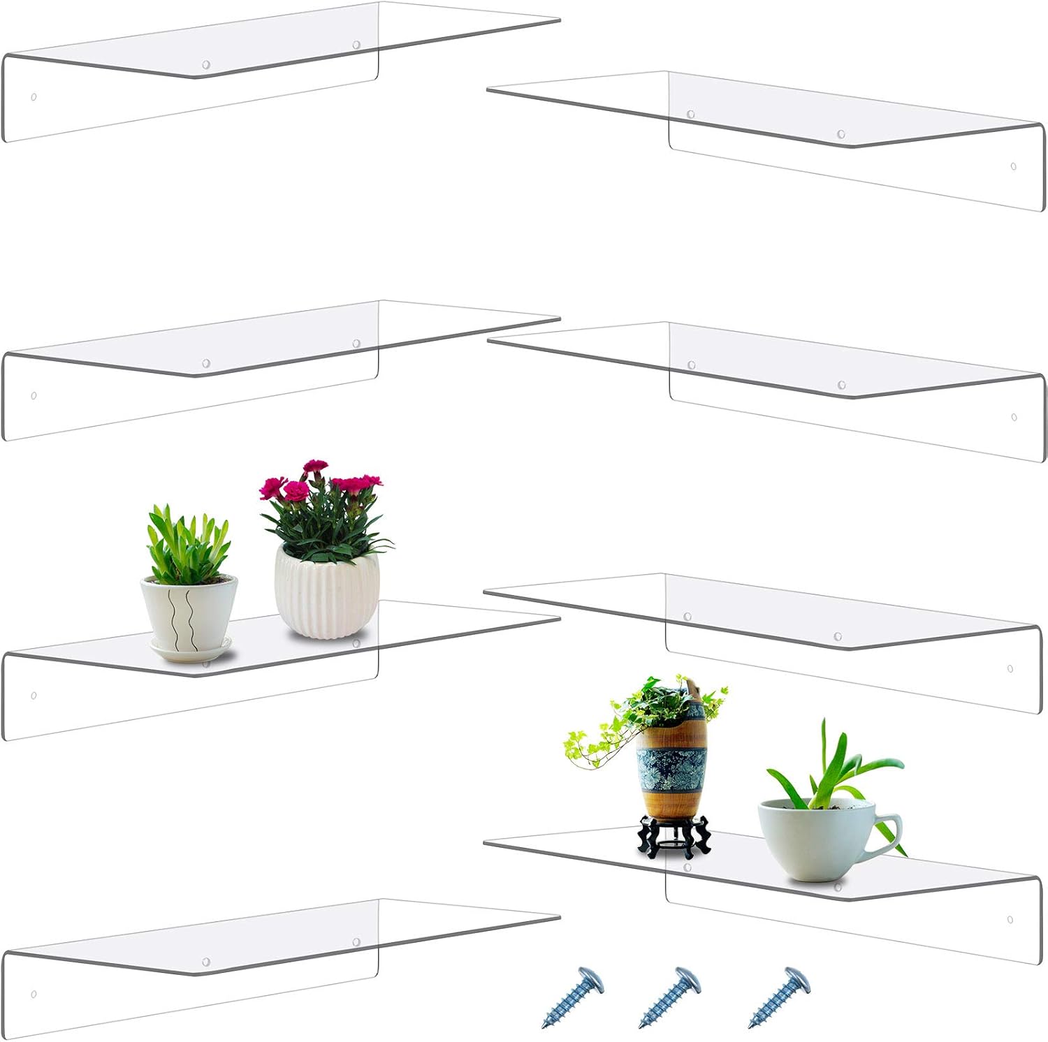 Blulu 8 Piece Acrylic Floating Shelf Display