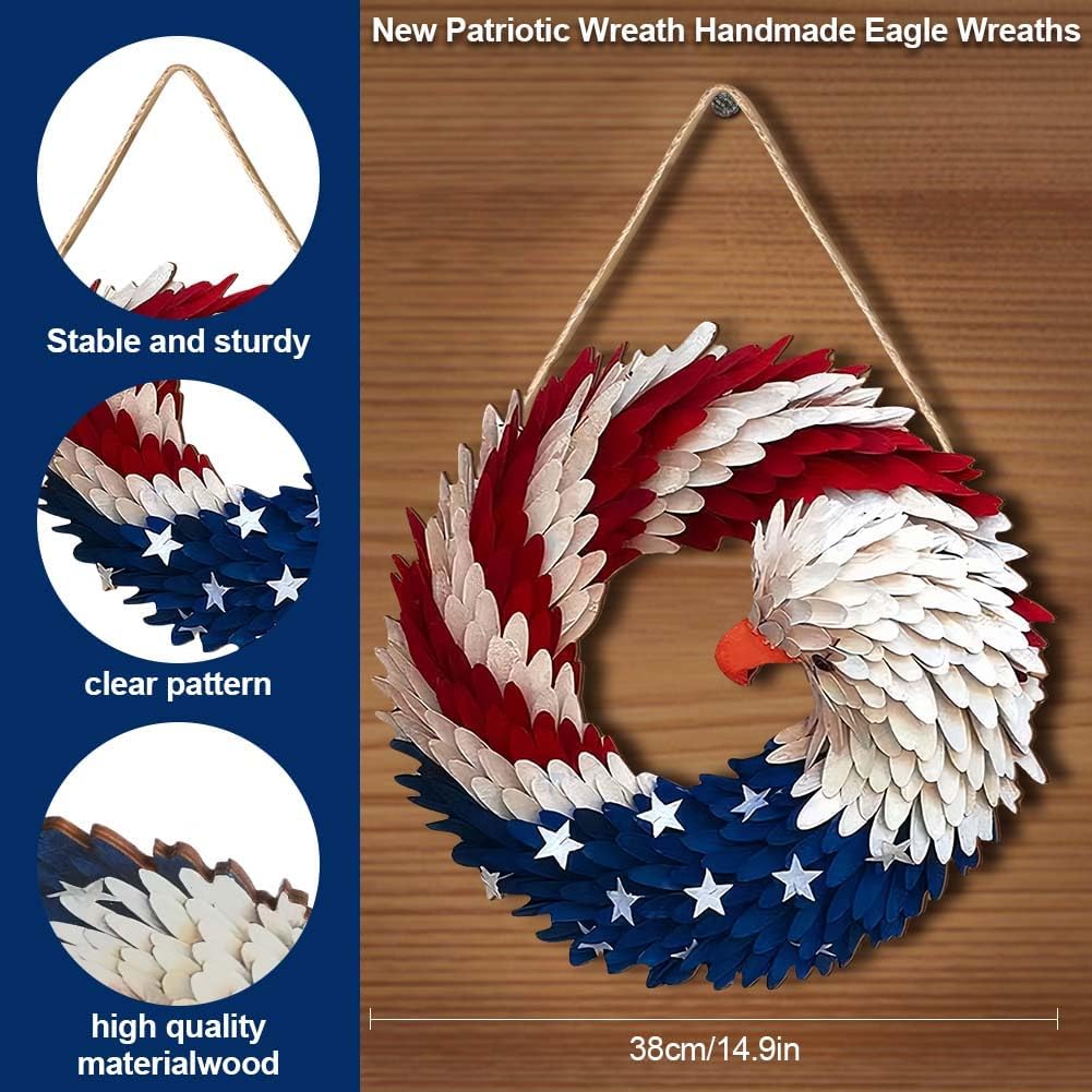 4th of July Patriotic Wreath Front Door Decor