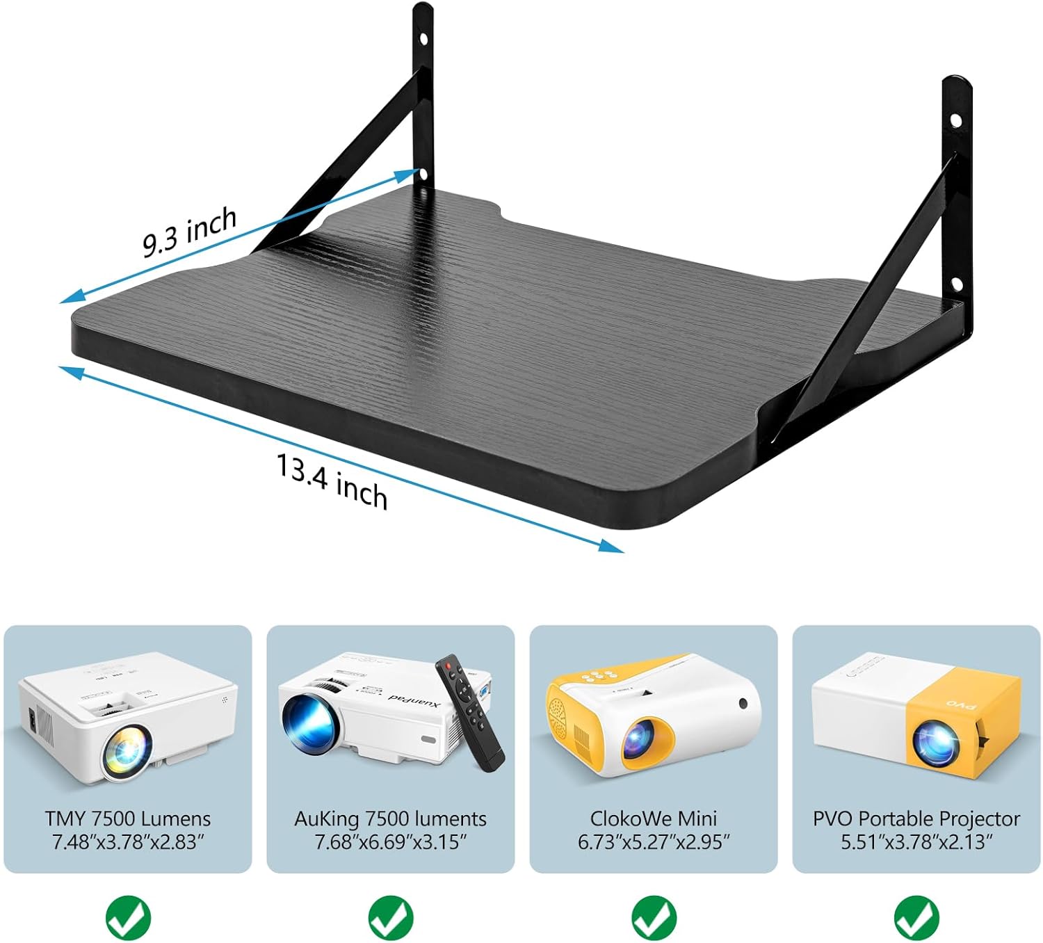 Black Small Mini Projector Shelf for Router and Modem