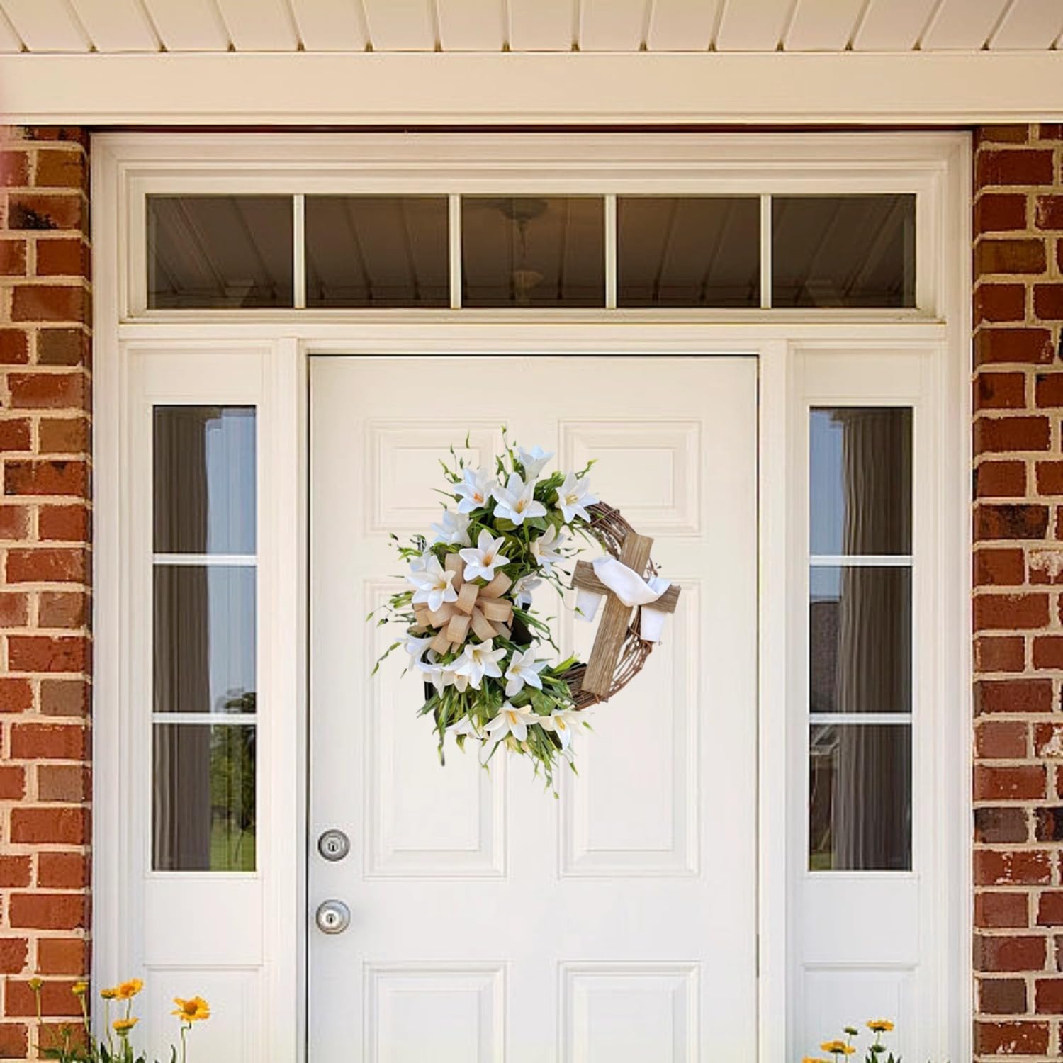 18 Easter Wreath with Cross Spring Door Decor