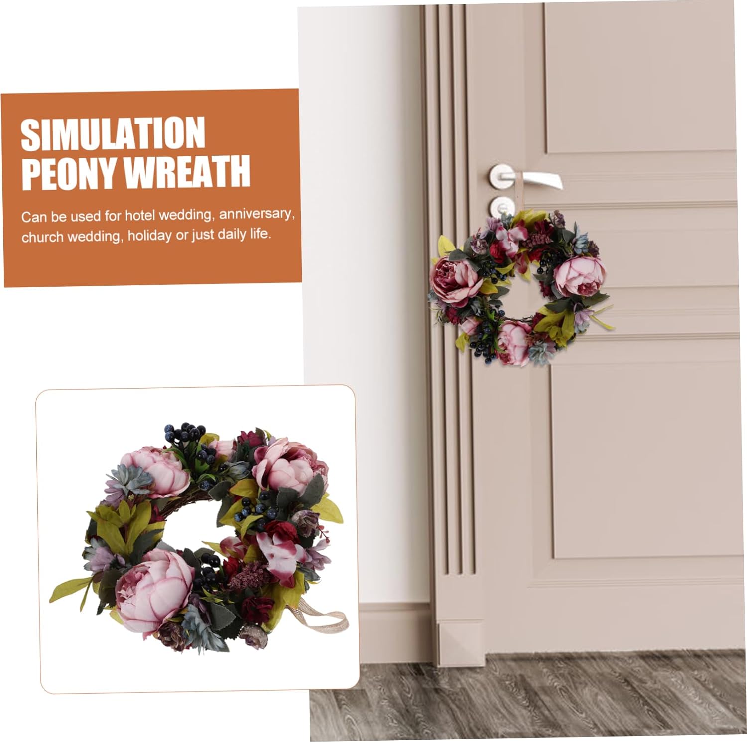 NUOBESTY Artificial Peony Wreath for Home Decor