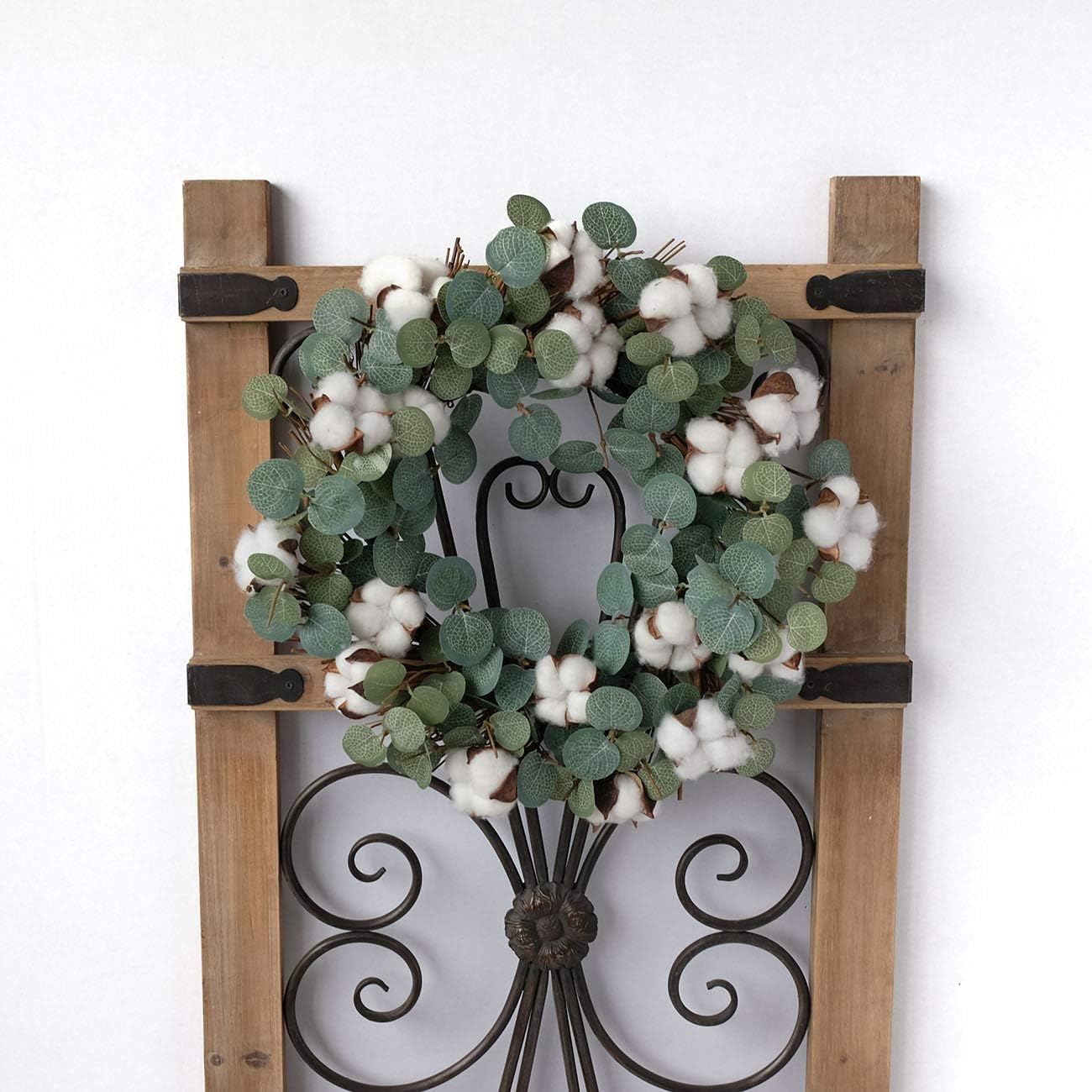 Idyllic Eucalyptus and Cotton Wreath 14 Inches