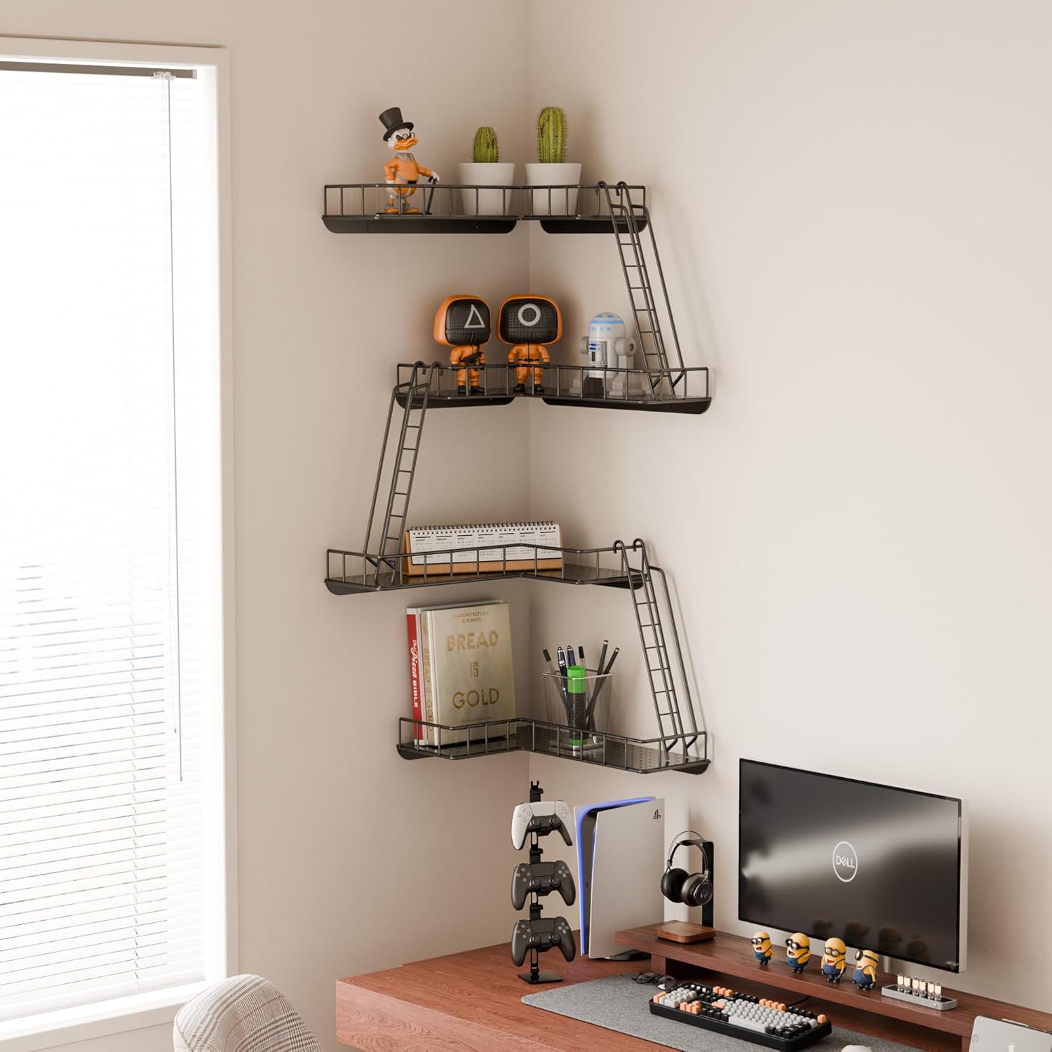 Fire Escape Wall Shelf 4-Tier Modern City Style Black