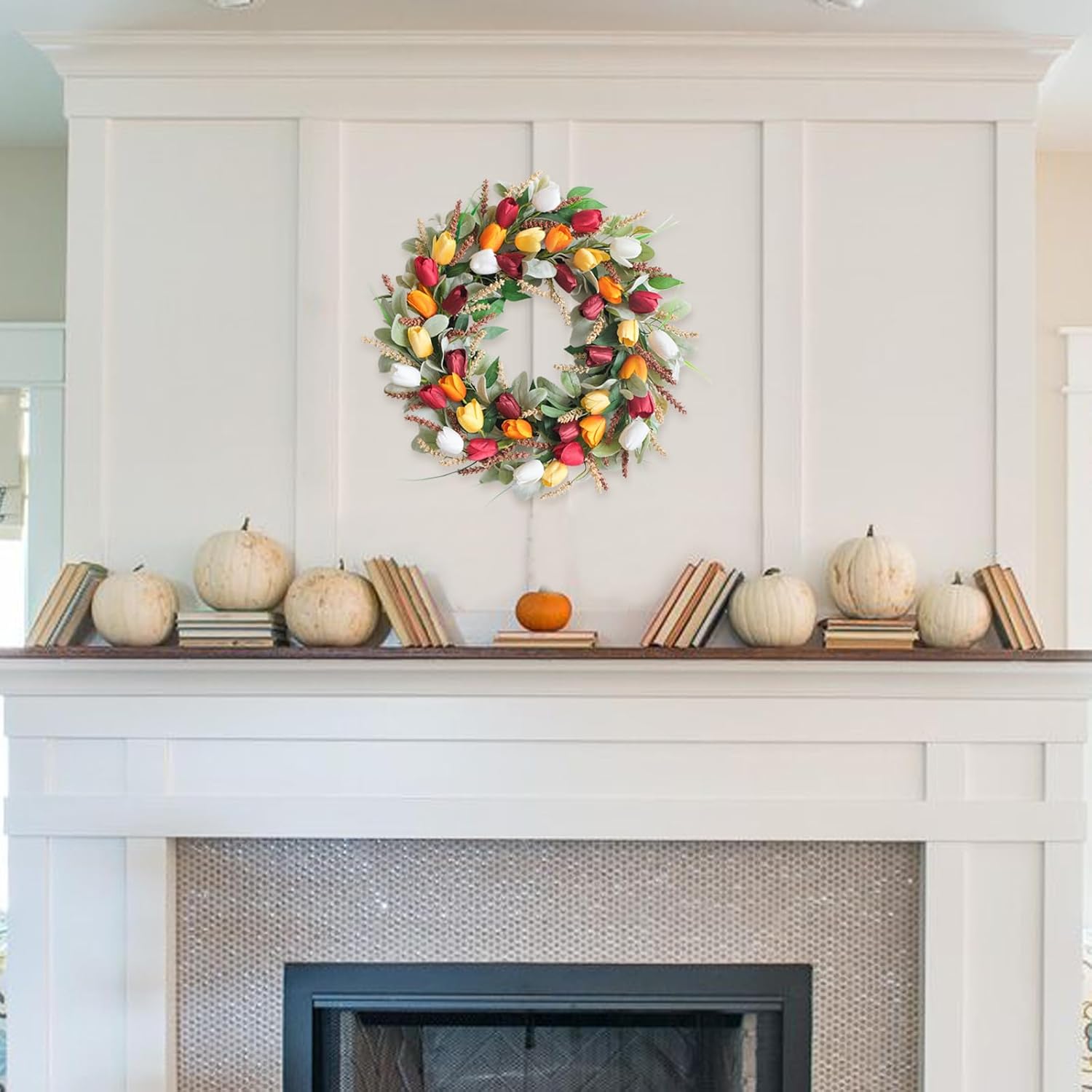 24 Inch Fall Tulip Wreath with Lamb Ears