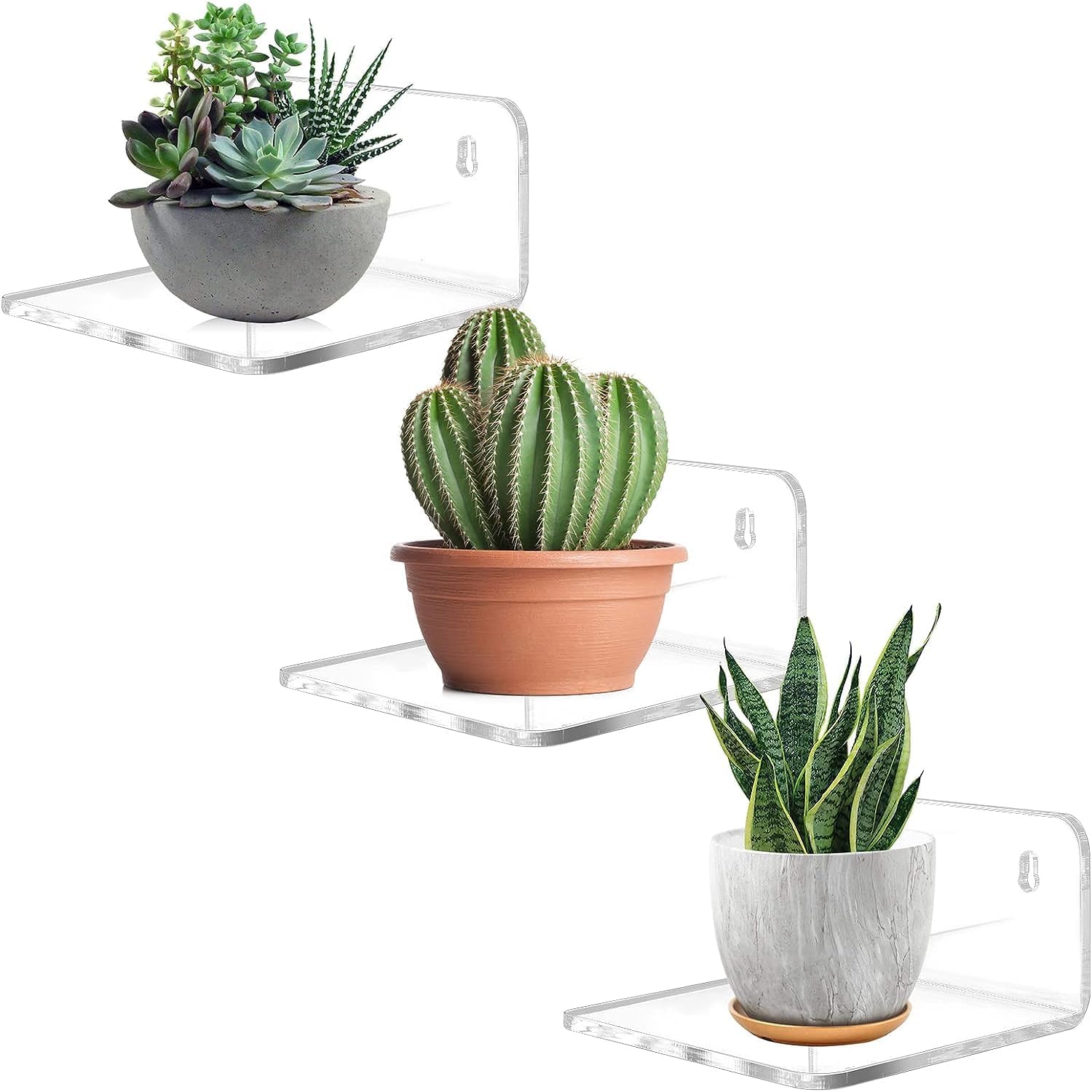 Clear Acrylic Floating Wall Shelf 3 Pack
