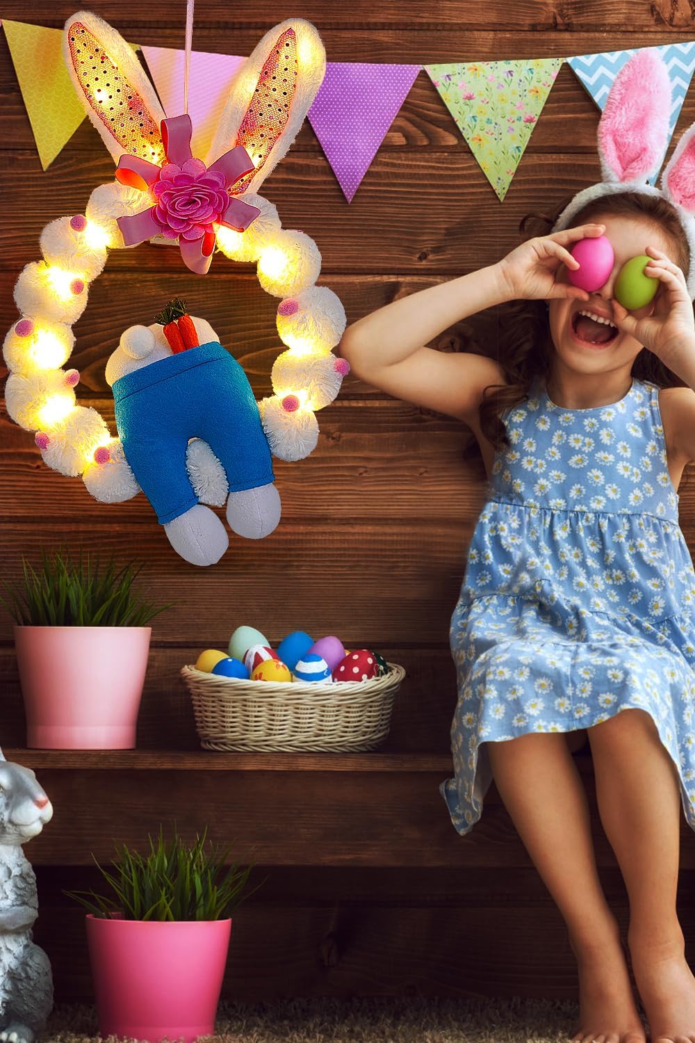 ALLYORS 21 Inch Easter Door Wreath