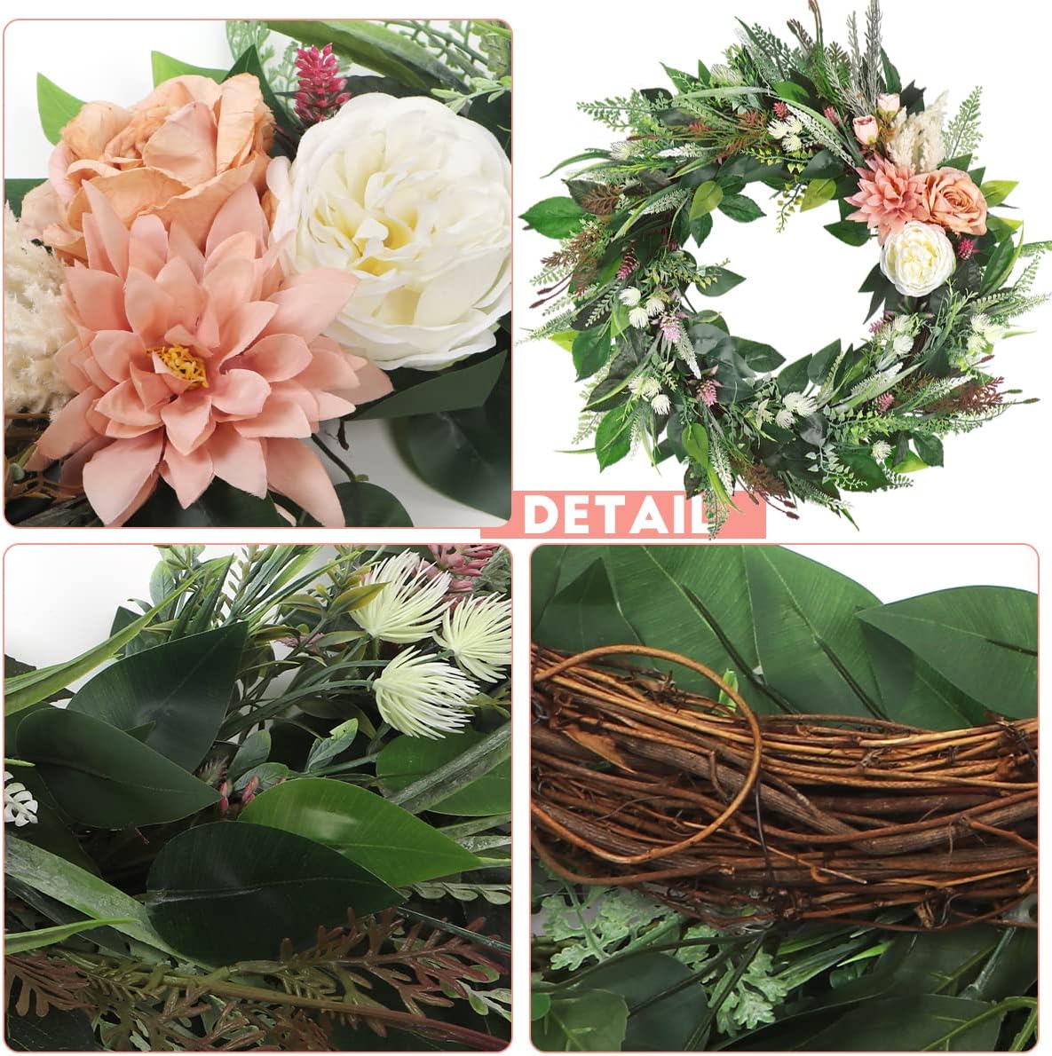 Kmise 27 Inch Spring Wreath for Front Door
