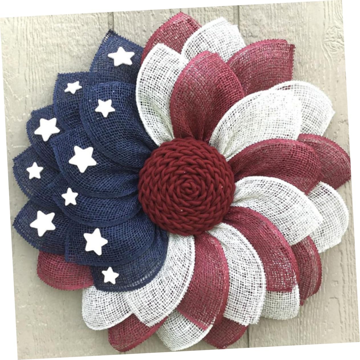 Patriotic Flag Fabric Wreath Front Door Decor