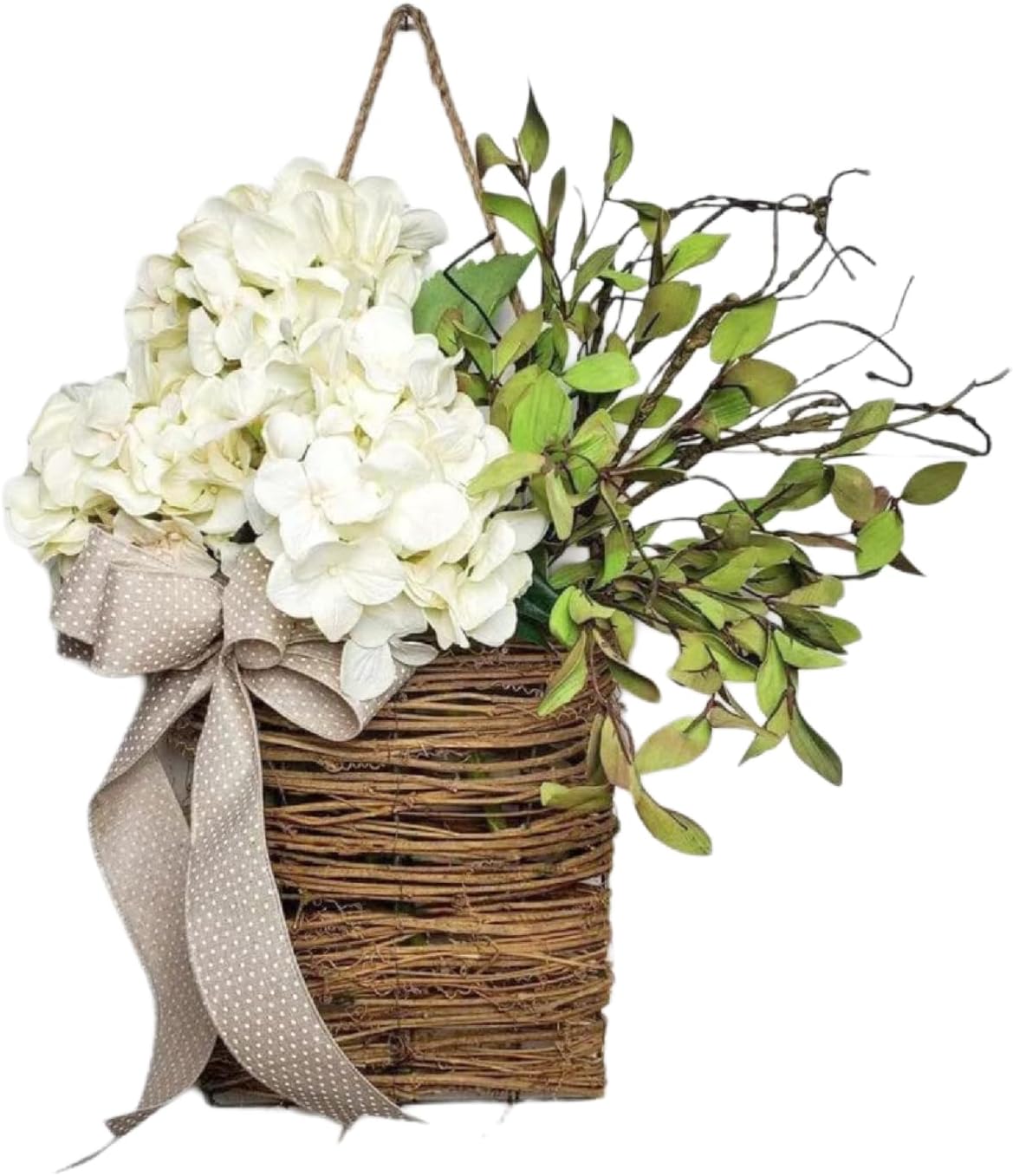 Sueiqmoi Wildflower Door Wreath Hanging Basket 15 Inch Welcome Sign
