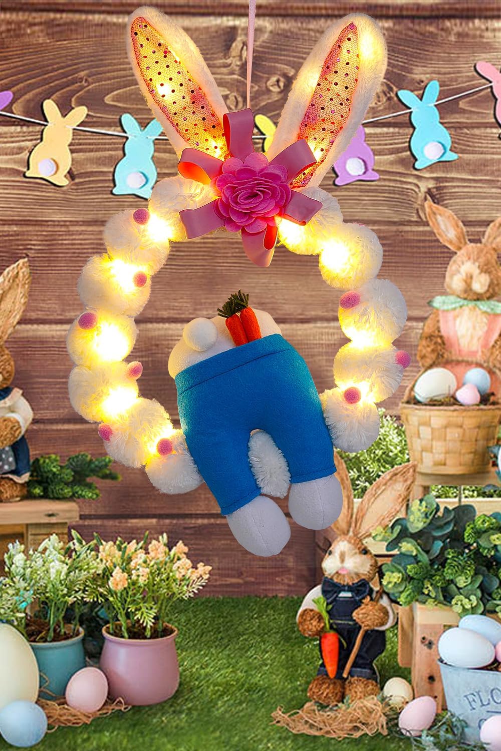 ALLYORS 21 Inch Easter Door Wreath