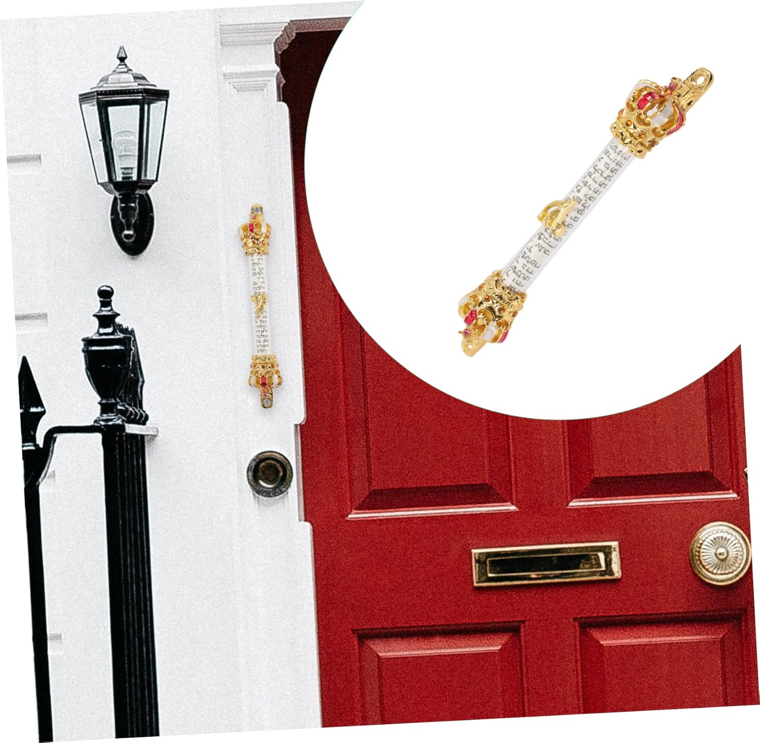 Jerusalem Mezuzah Case with Scroll Red