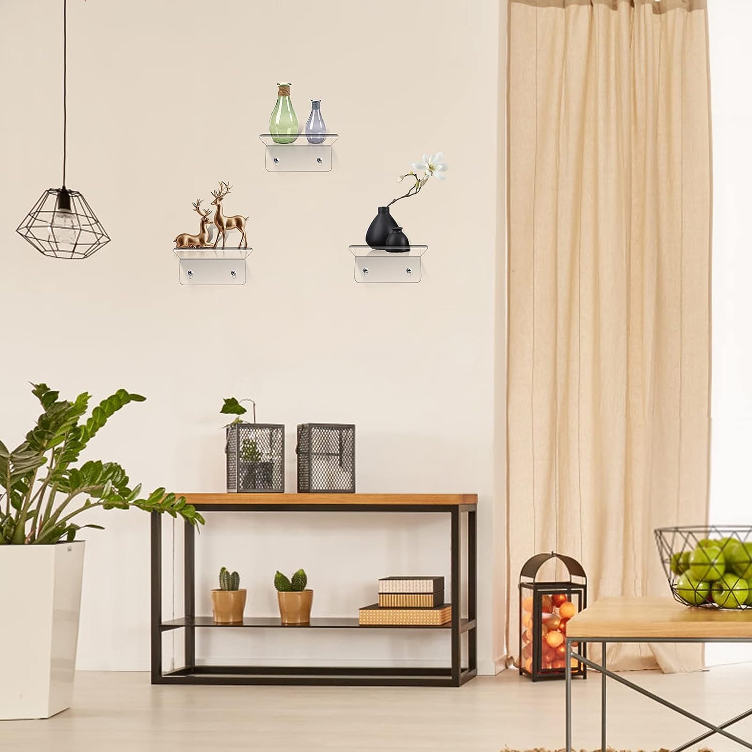 Clear Acrylic Floating Wall Shelf 3 Pack