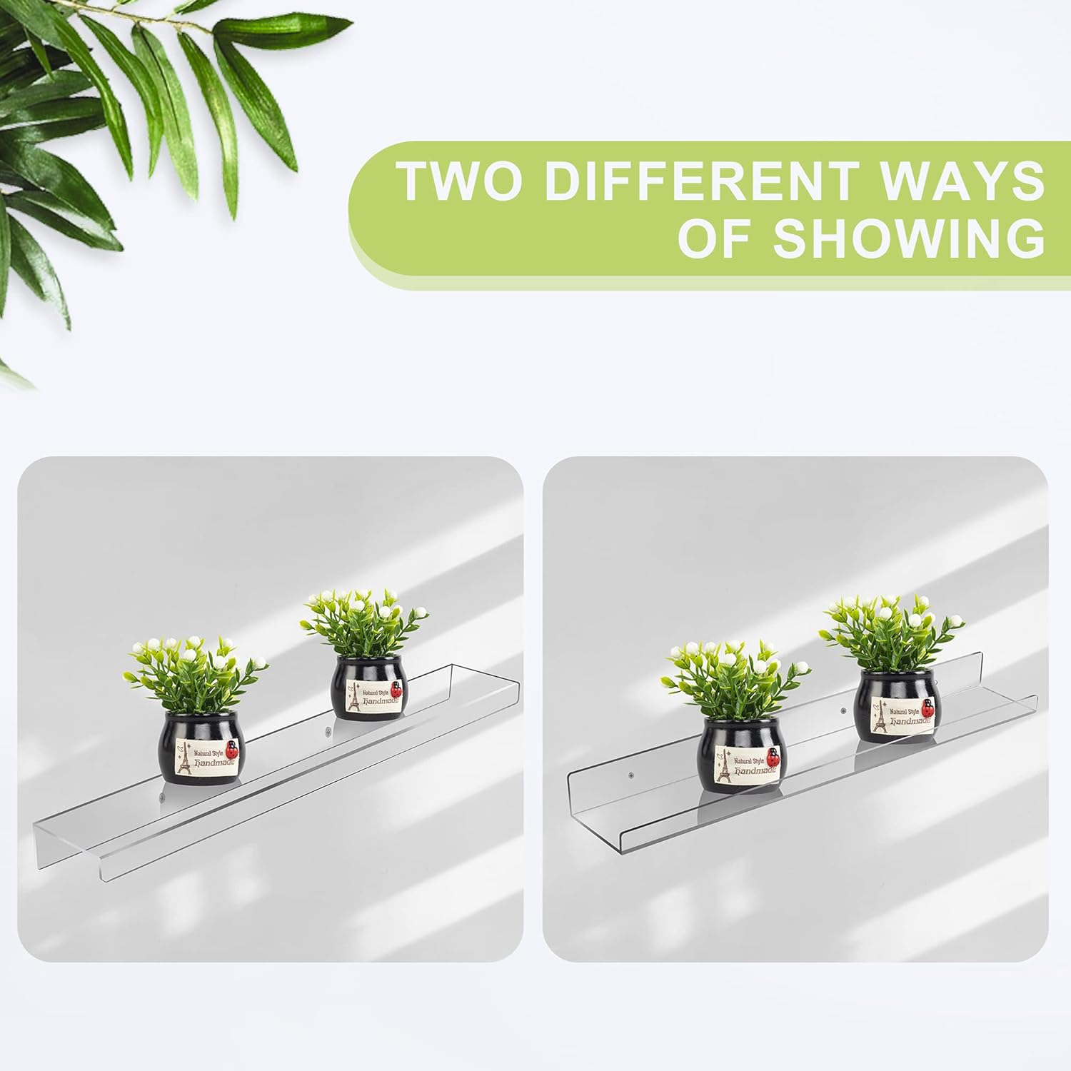 24 Inch Clear Floating Shelves 4 Pack Modern Wall Storage
