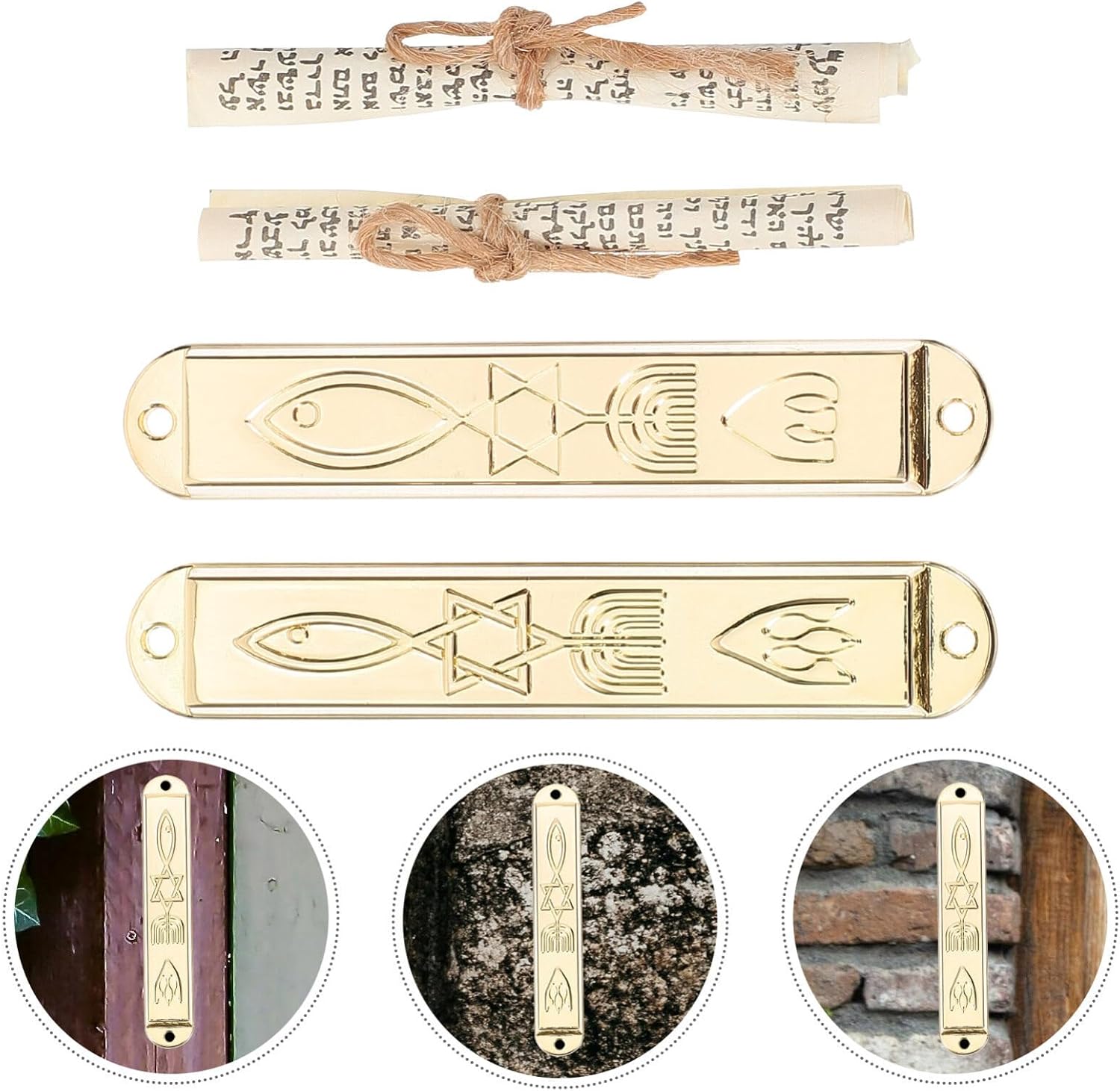 1pair Antique Metal Mezuzah Scroll Door Ornament for Home Blessings