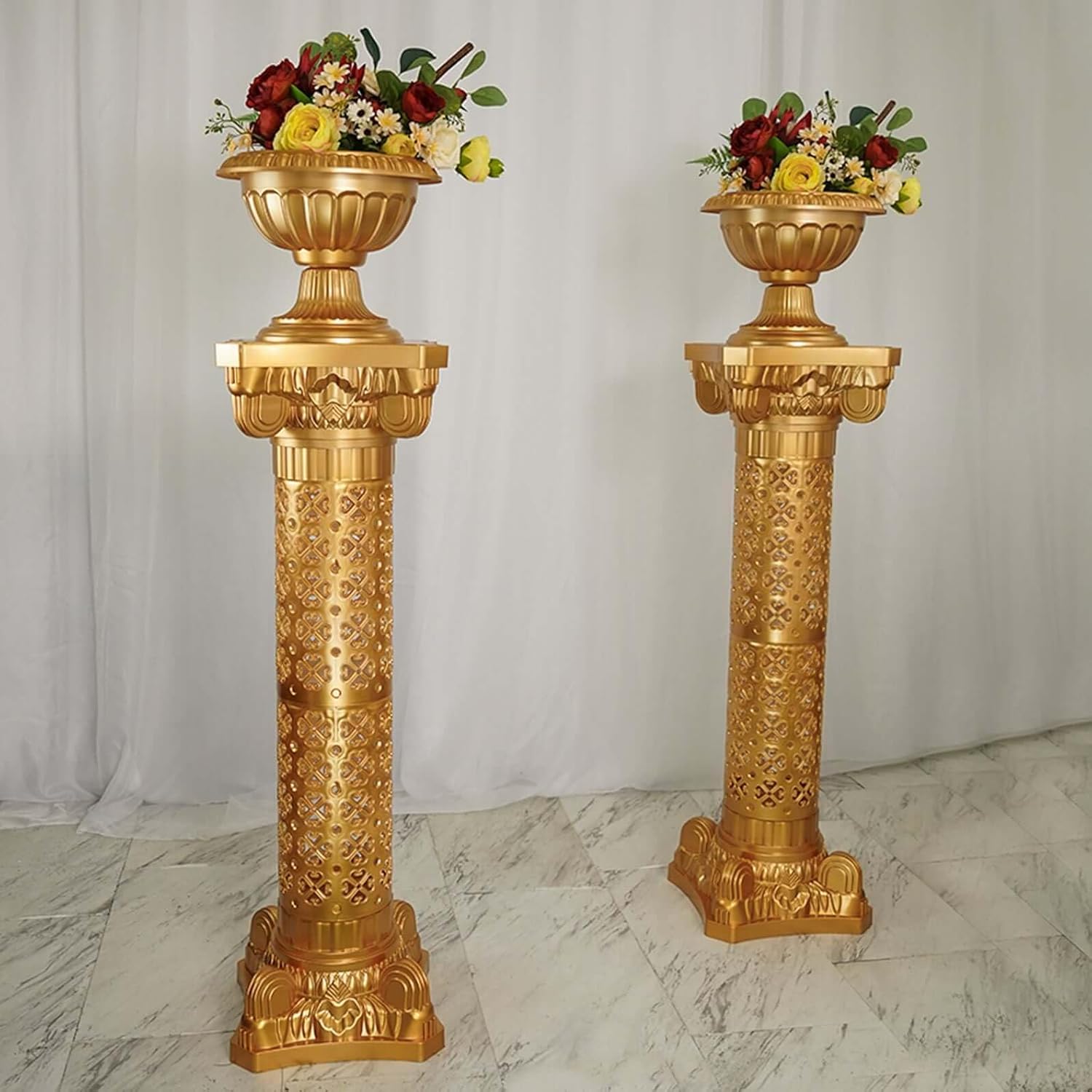 Efavormart 4 Pack Gold Venetian Inspired Pedestal Stand