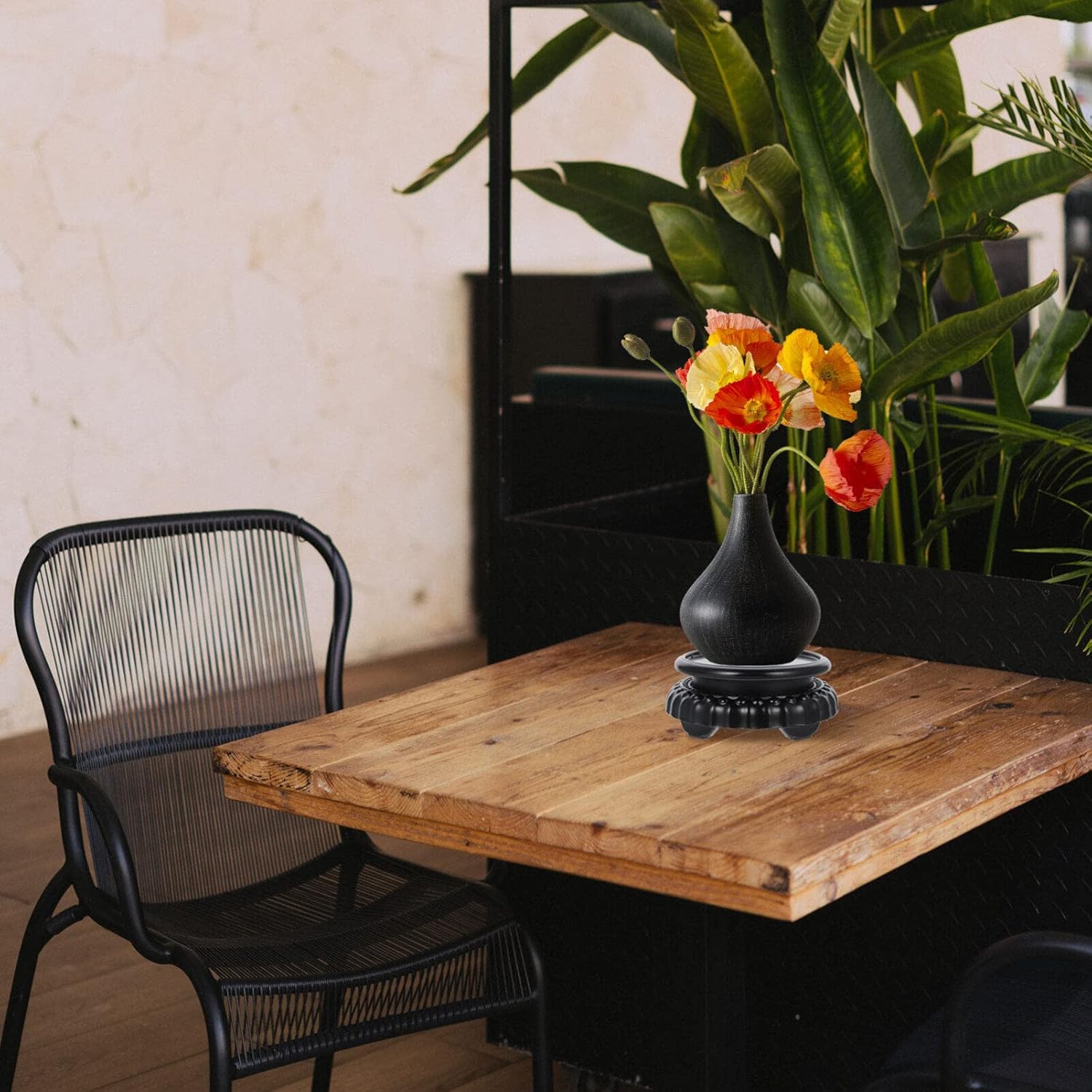 Alipis Rotating Wooden Display Pedestal for Vases and Plants