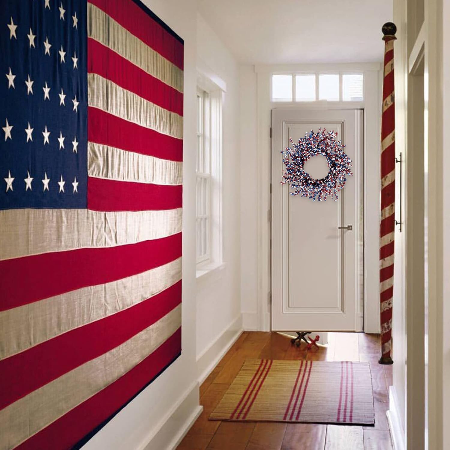 18 Inch Patriotic Red White Blue Berries Wreath