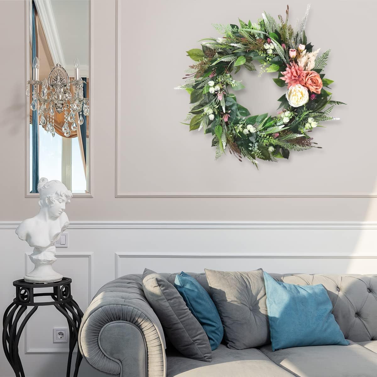 Kmise 27 Inch Spring Wreath for Front Door