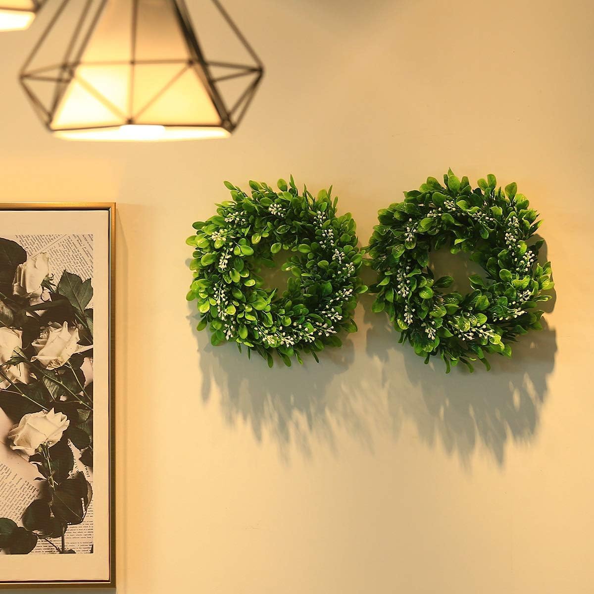 4 Pack Artificial Boxwood Wreaths 12 Inches