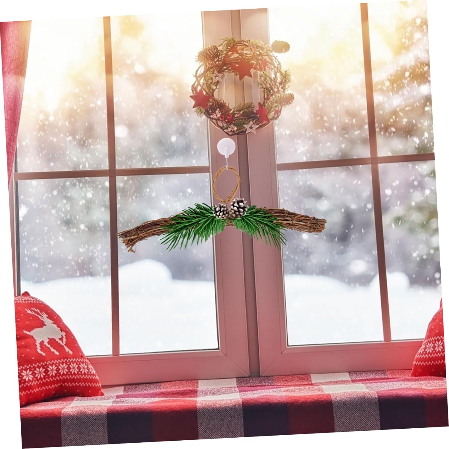 Rattan Wreath Hanger for Front Door Decor