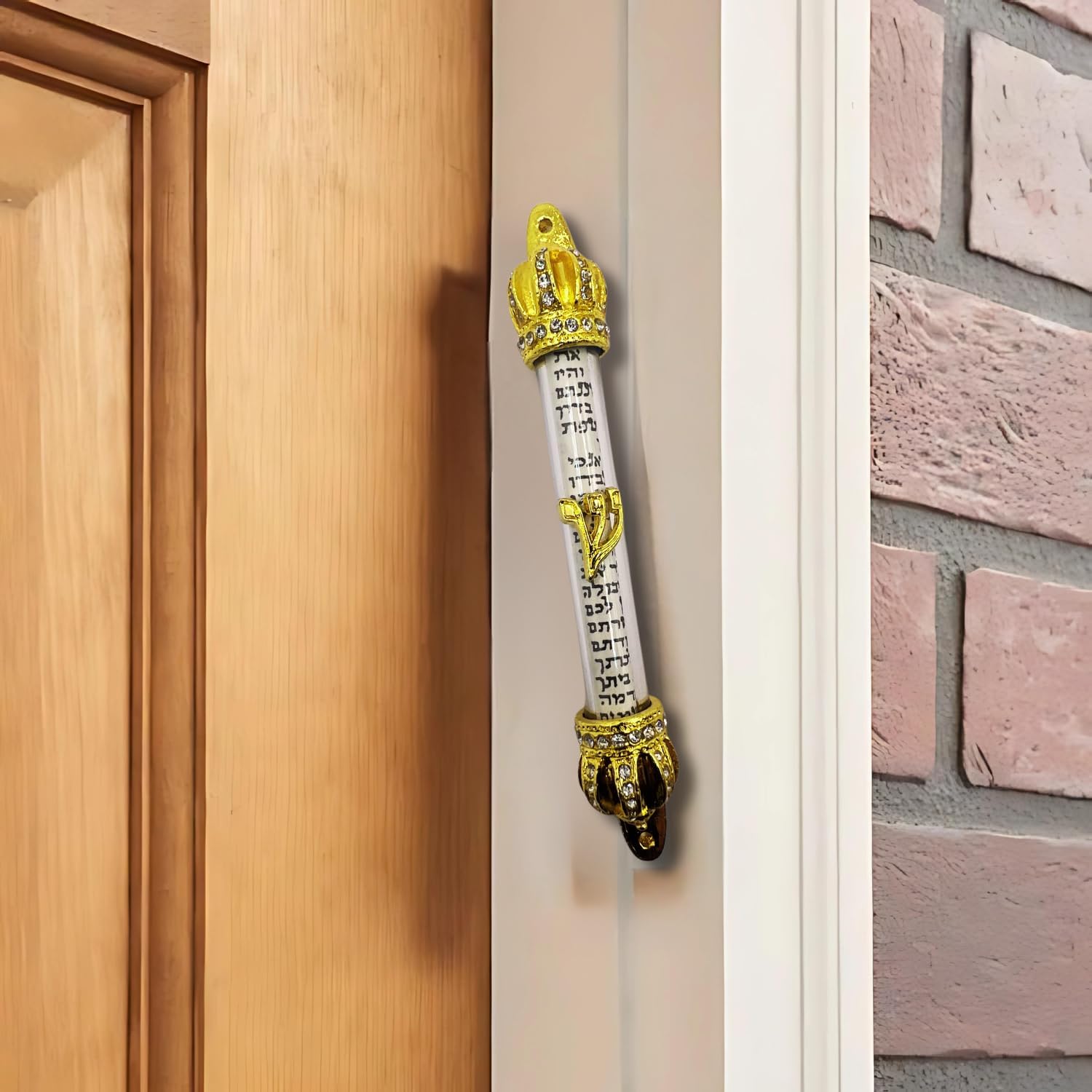 Royal Gold Crown Jewish Door Mezuzah with Scroll