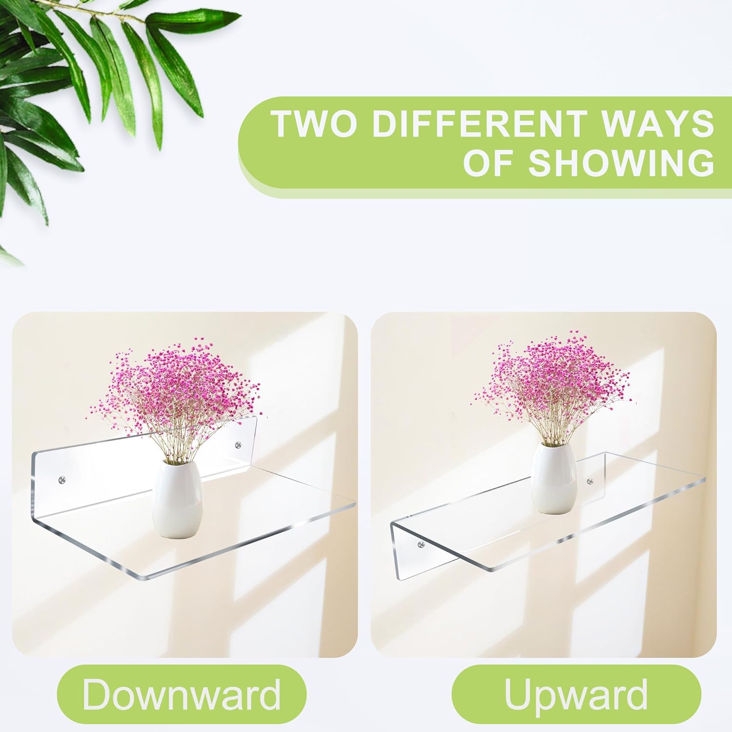 12 Inch L-Shaped Clear Floating Shelf 4 Pack