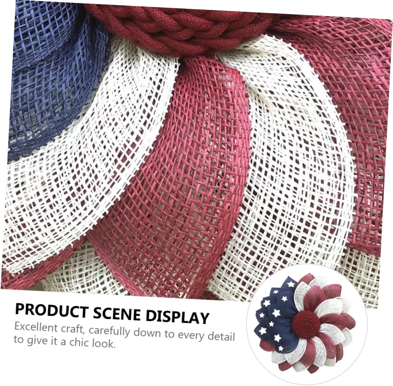 Patriotic Flag Fabric Wreath Front Door Decor