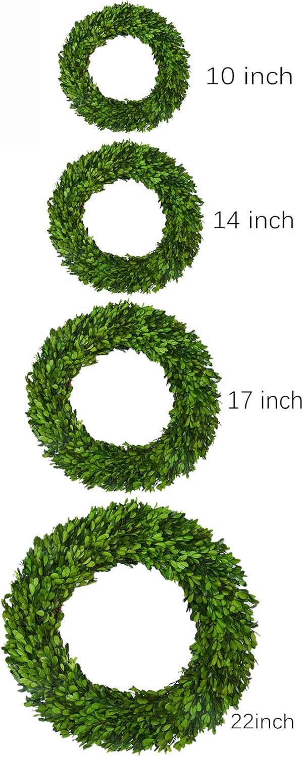 17 Inch Preserved Boxwood Wreath for Home Decor