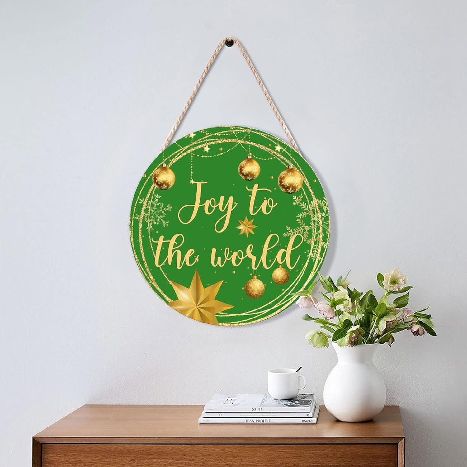 Farmhouse Front Door Hanger Christmas Gold Wreath Decoration